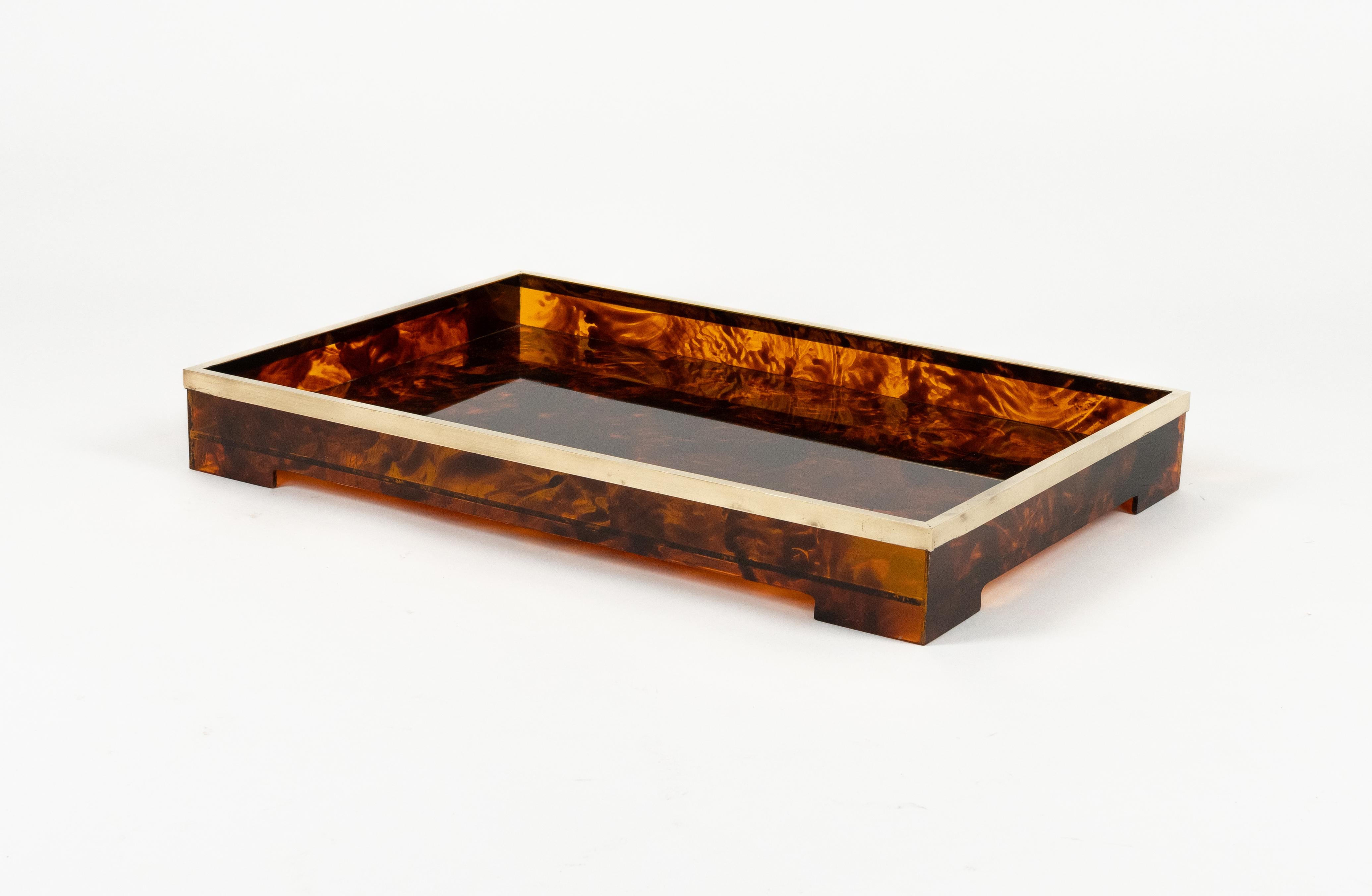 Bandeja para servir Lucite imitación carey y latón Estilo Christian Dior, Italia Años 70 en venta 3