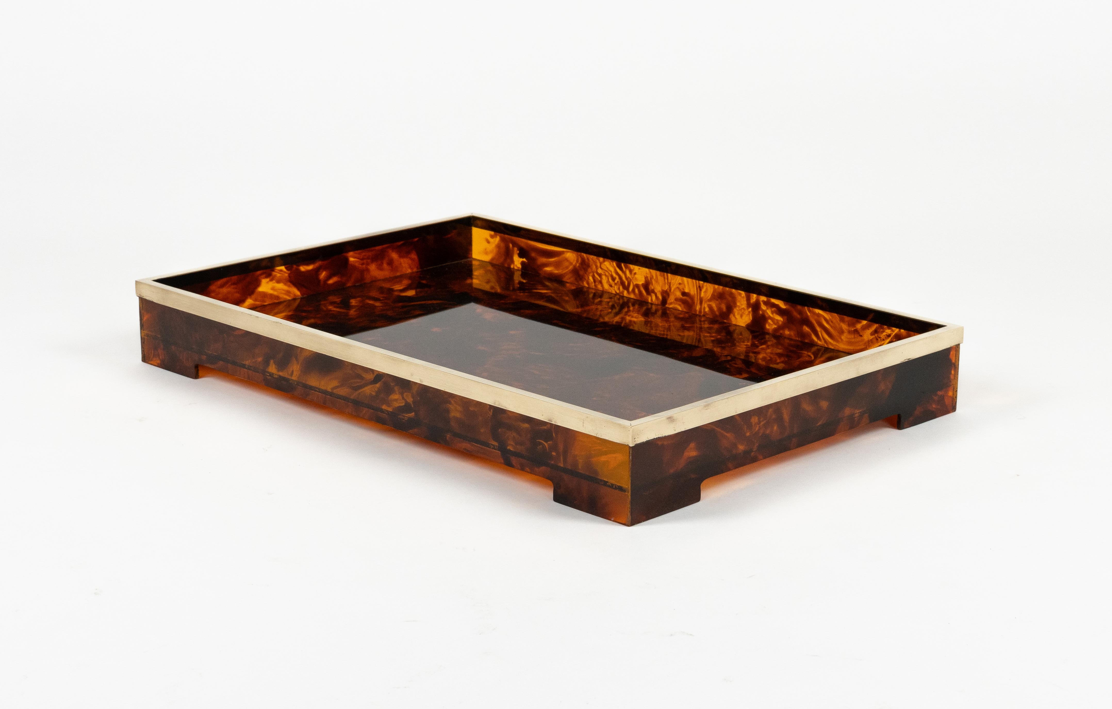 Bandeja para servir Lucite imitación carey y latón Estilo Christian Dior, Italia Años 70 en venta 6