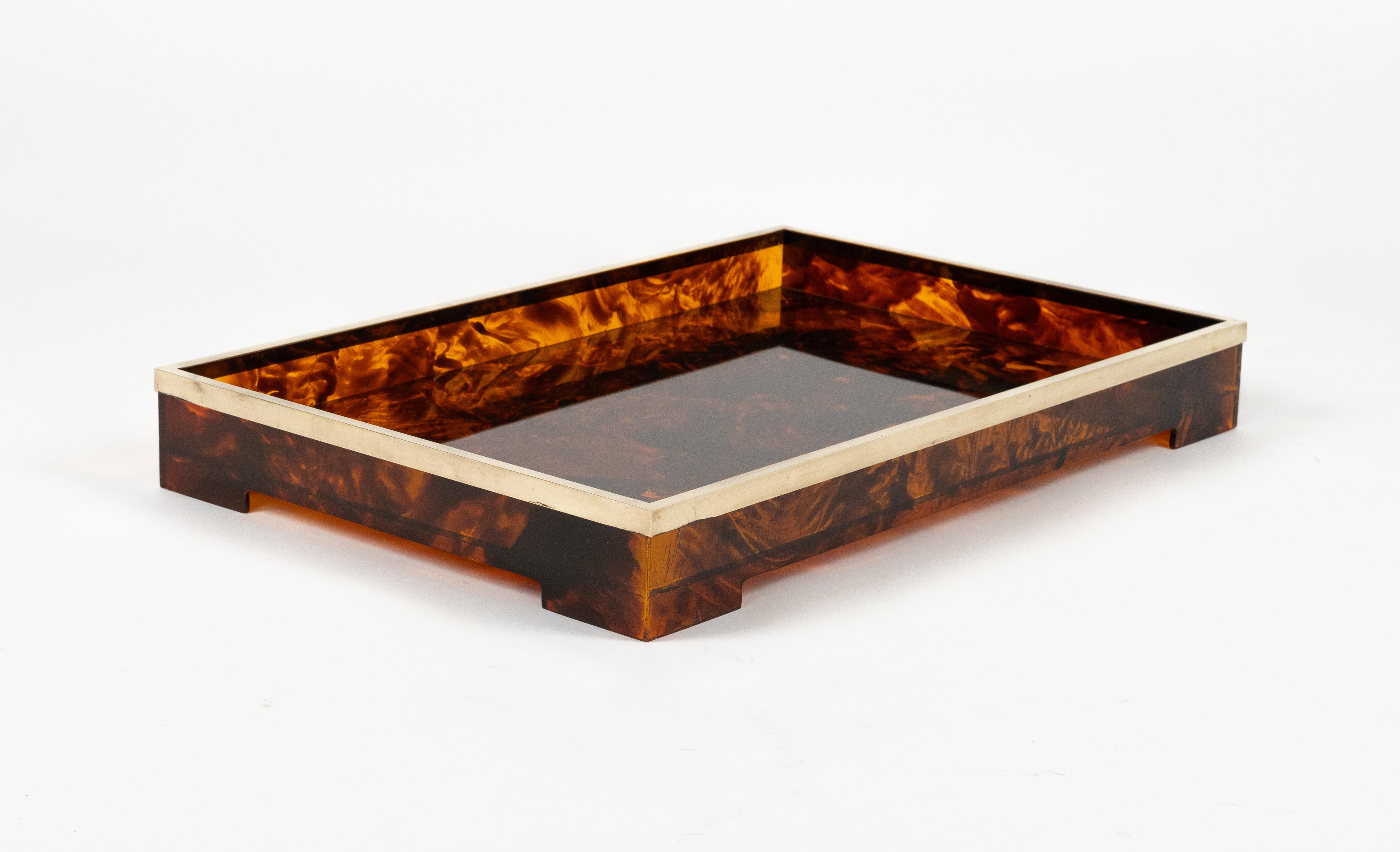 Bandeja para servir Lucite imitación carey y latón Estilo Christian Dior, Italia Años 70 en venta 8