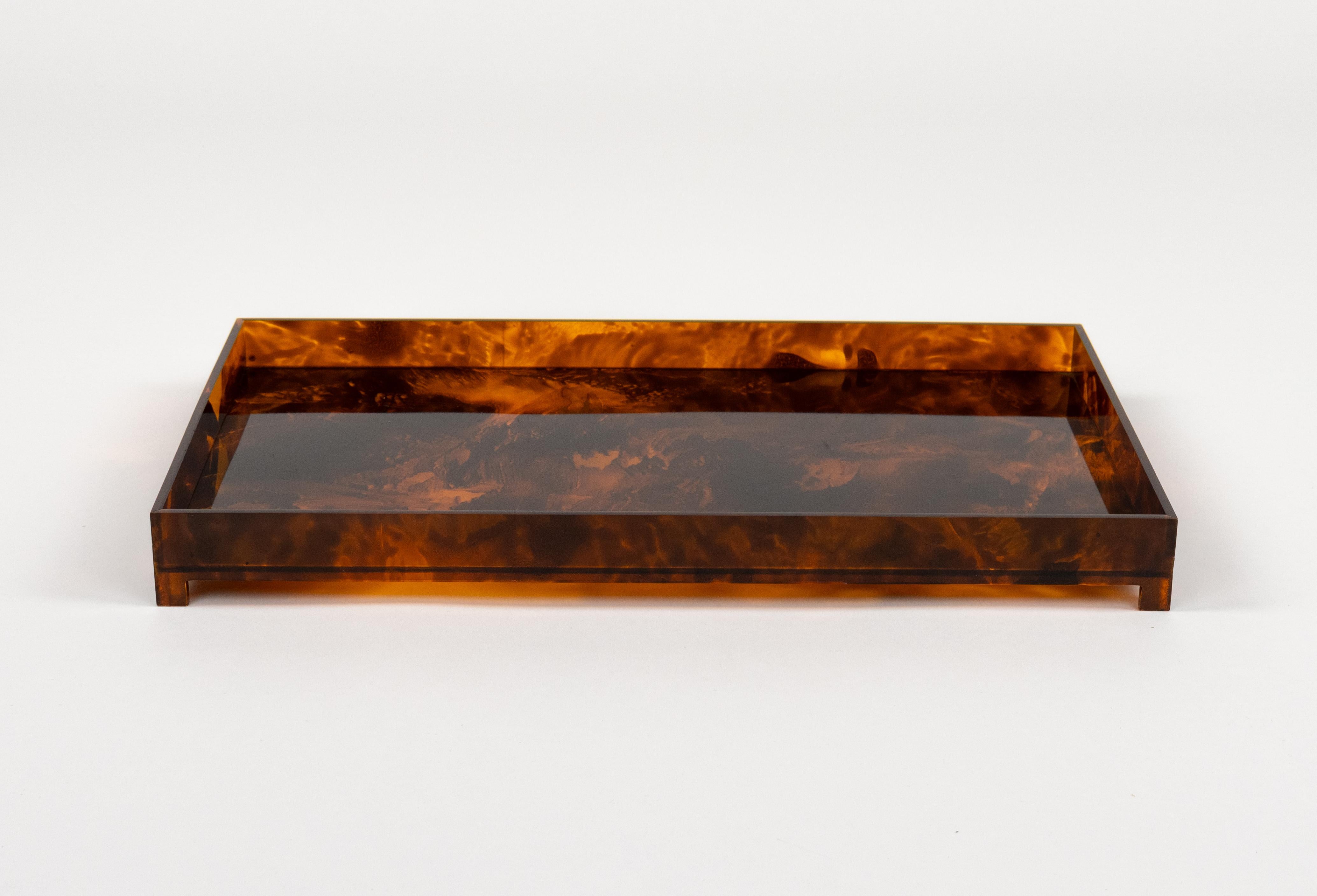 Bandeja para servir Lucite imitación carey Estilo Christian Dior, Italia Años 70 en venta 5