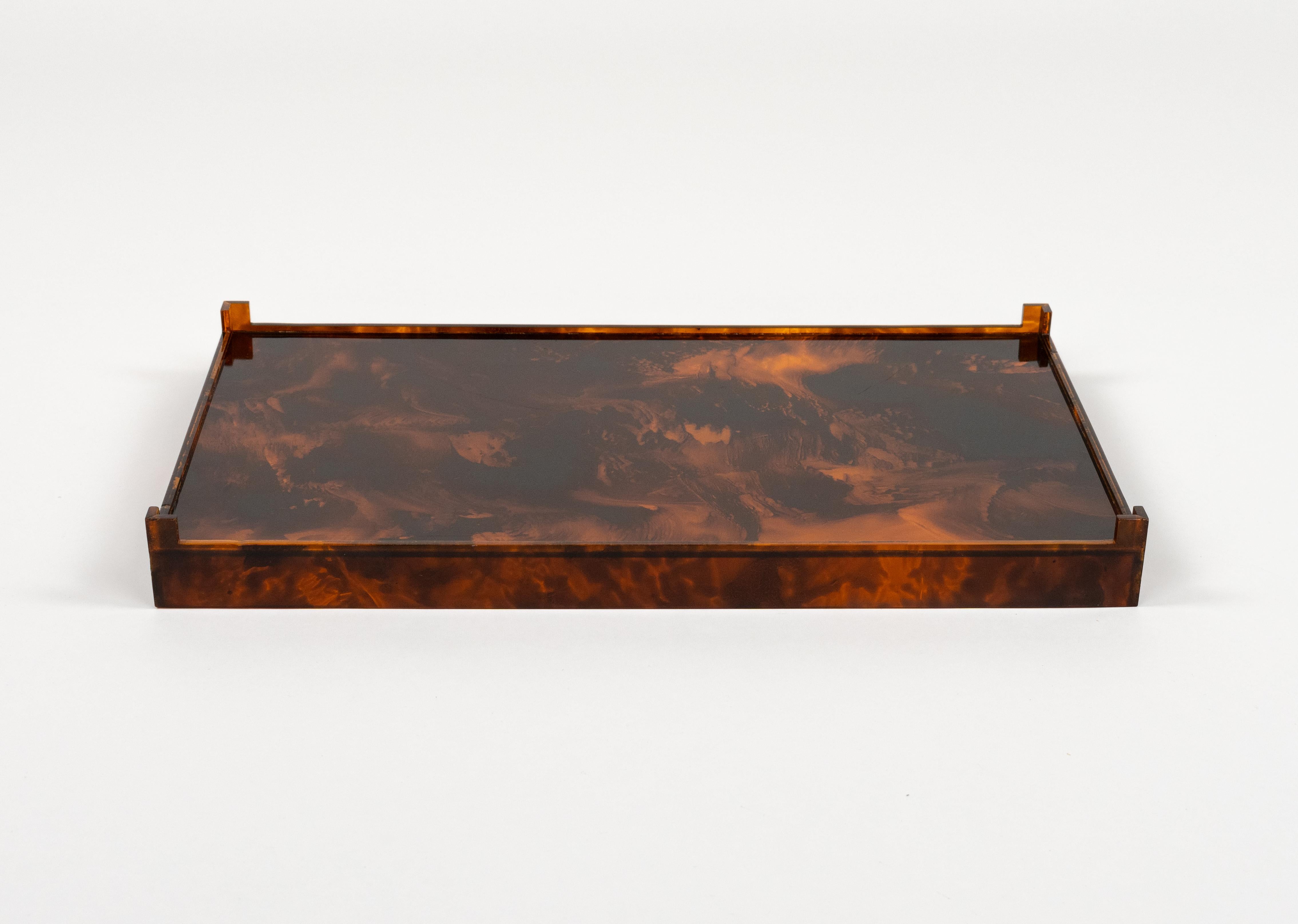 Bandeja para servir Lucite imitación carey Estilo Christian Dior, Italia Años 70 en venta 7
