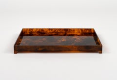 Serving Tray Lucite Faux Tortoiseshell Christian Dior Style, Italy 1970s