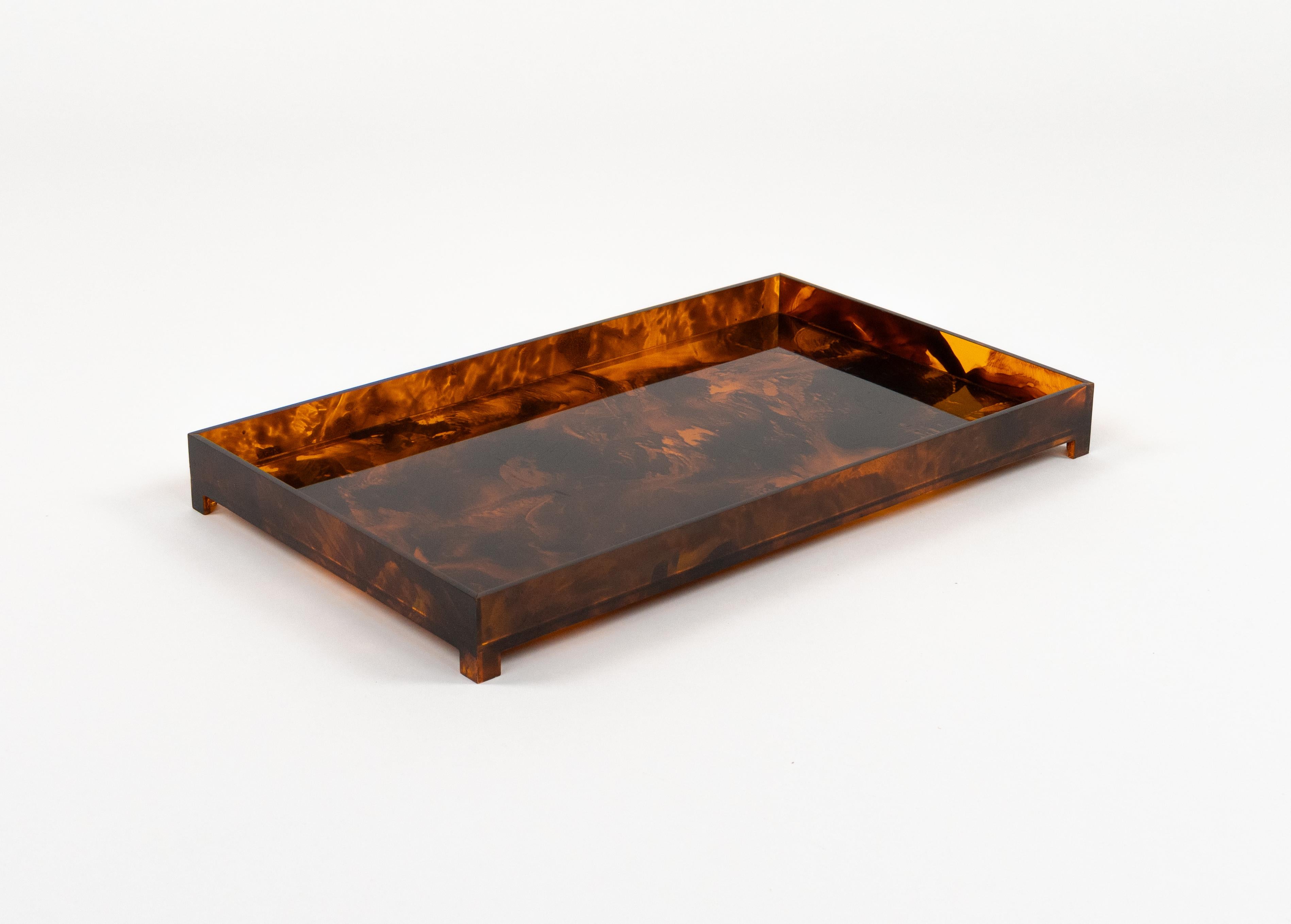 Bandeja para servir Lucite imitación carey Estilo Christian Dior, Italia Años 70 finales del siglo XX en venta