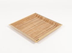 Serving Tray Lucite, Wicker & Gold Plate 24KT Christian Dior Style, Italy 1970s