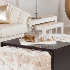 Modern Serving Tray Onyx Leather Brass Handmade in Portugal by Lusitanus Home