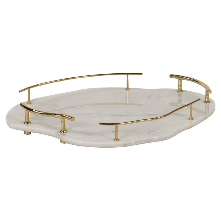 Serving Tray Sakai, Calacatta Marble, Handmade in Portugal by Lusitanus Home For Sale