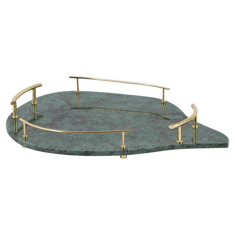 Serving Tray Sakai, Green Marble, Handmade in Portugal by Lusitanus Home For Sale