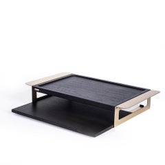 Serving Tray Set Two Tier Oak
