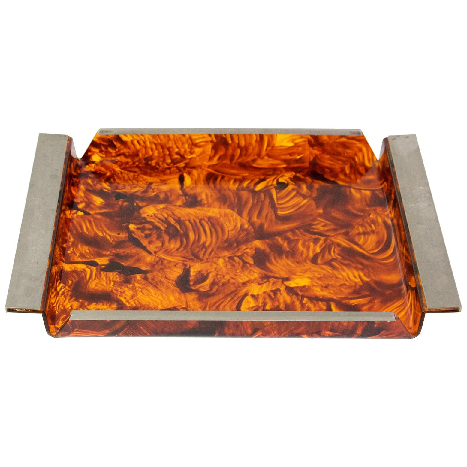 Serving Tray Tortoise Lucite, 1970s