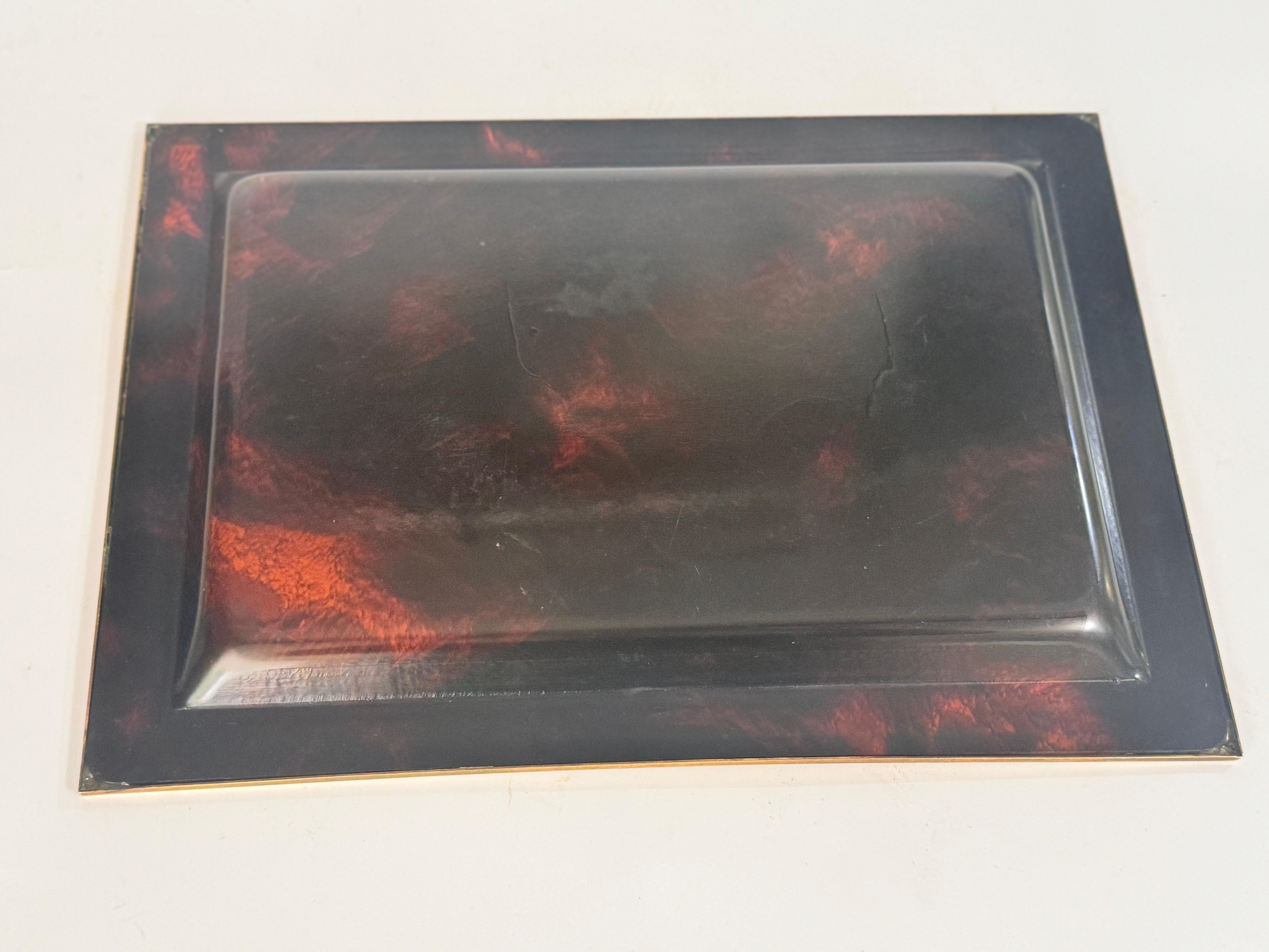 Serving Tray Tortoise Lucite and Brass Attributed to Dior Home Collection 3