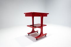Serving Trolley / Bar Cart by Gianfranco Frattini for Bernini, Red, Italy, 1960s