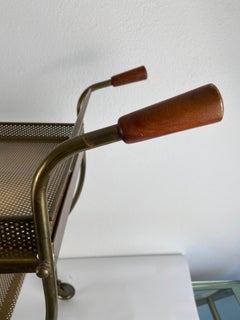Serving trolley in brass