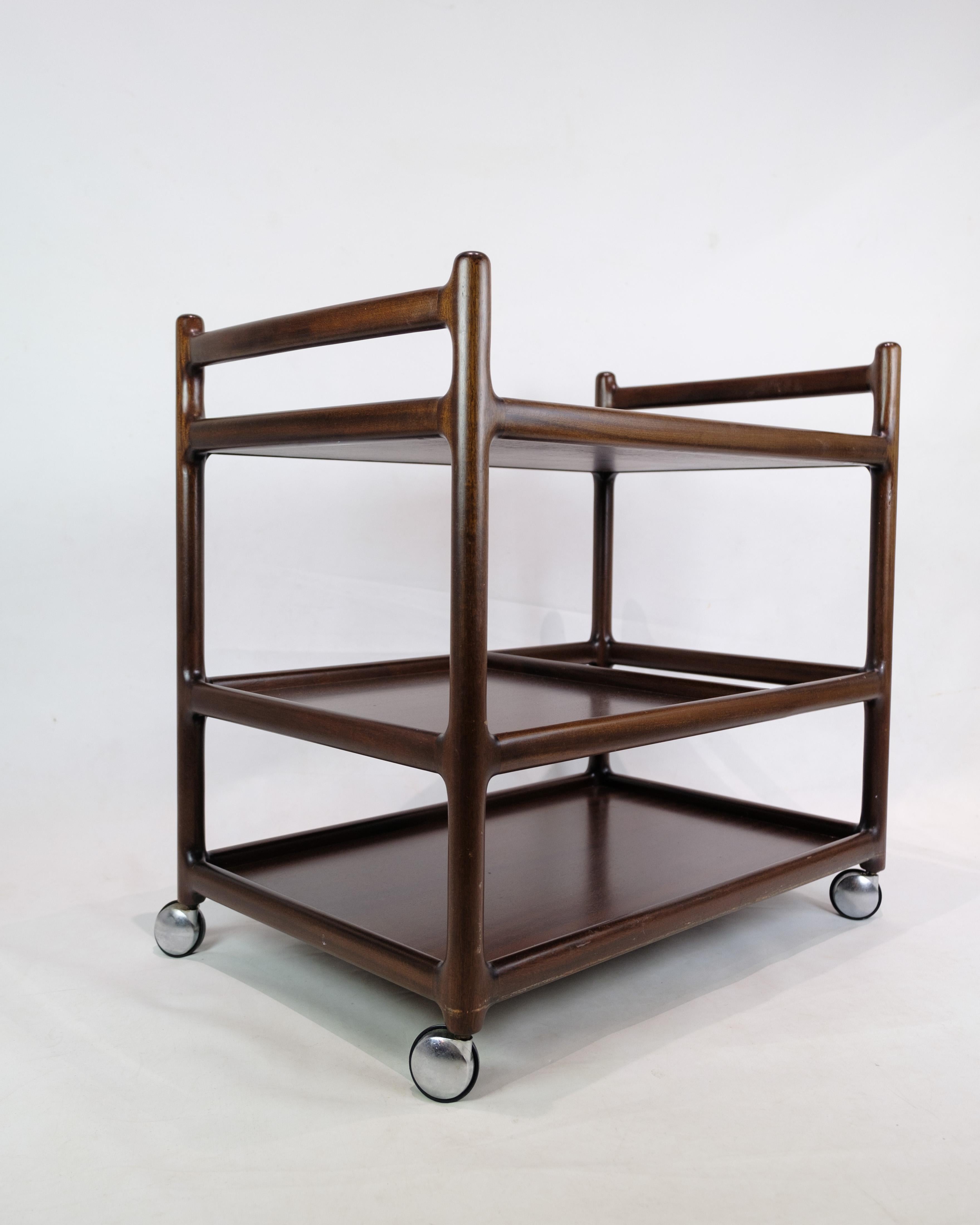 Mid-Century Modern Serving Trolley Made In Mahogany By Johannes Andersen From 1960s For Sale