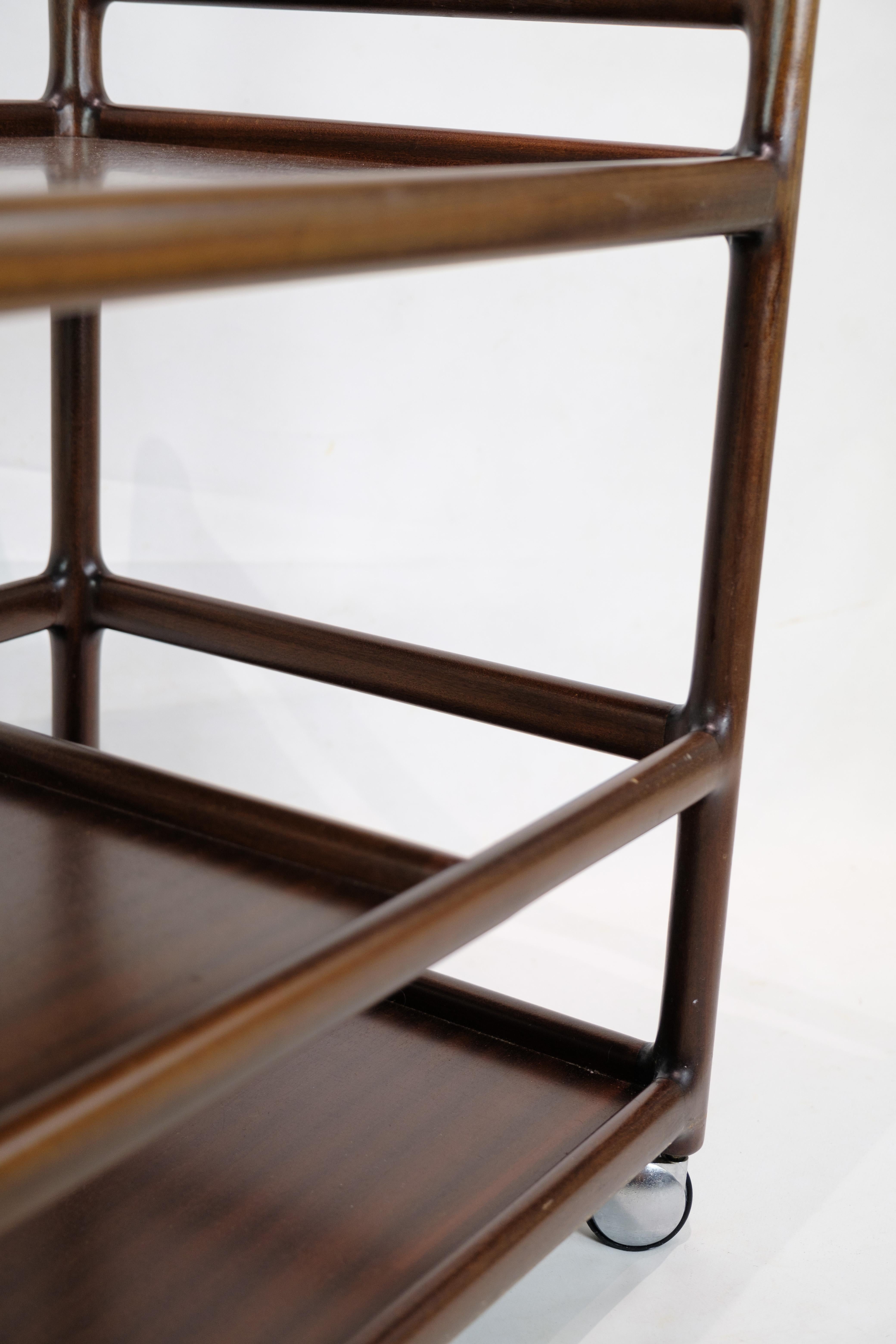 Mid-20th Century Serving Trolley Made In Mahogany By Johannes Andersen From 1960s For Sale