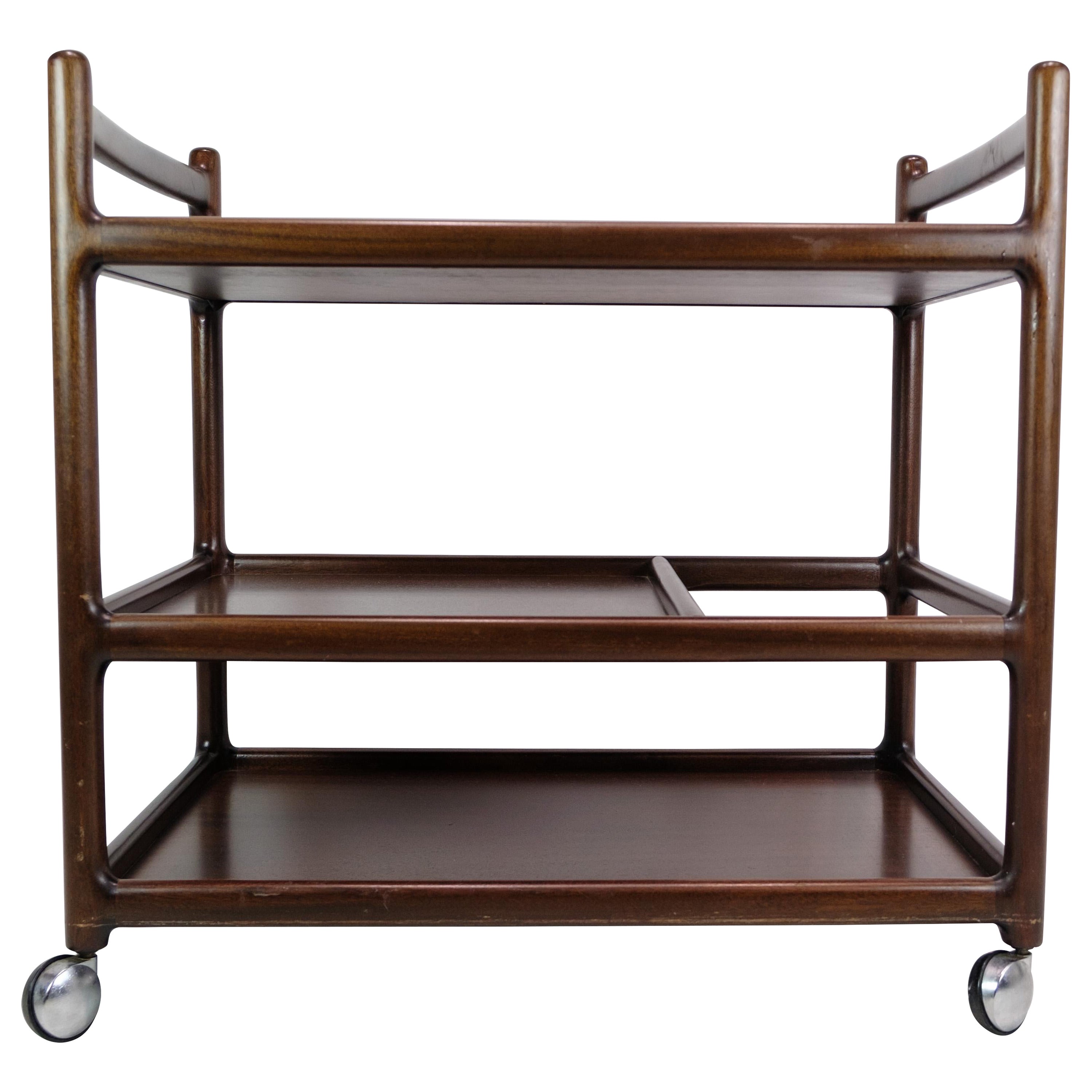 Carrello da portata in mogano di Johannes Andersen degli anni '60