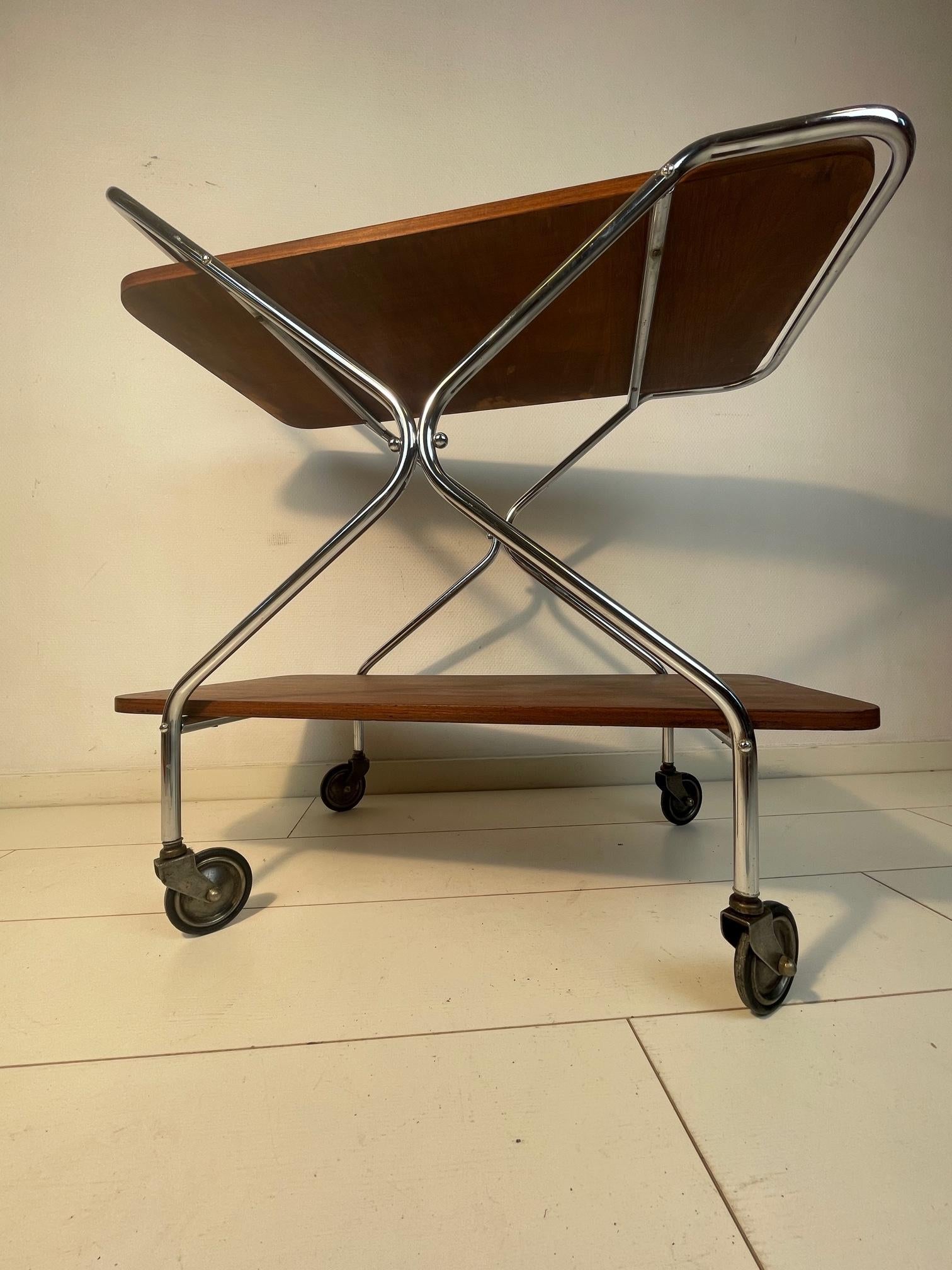 Serving Trolley, Midcentury Trolley Bar Cart, Scandinavian, Serving Cart In Good Condition For Sale In ROTTERDAM, ZH