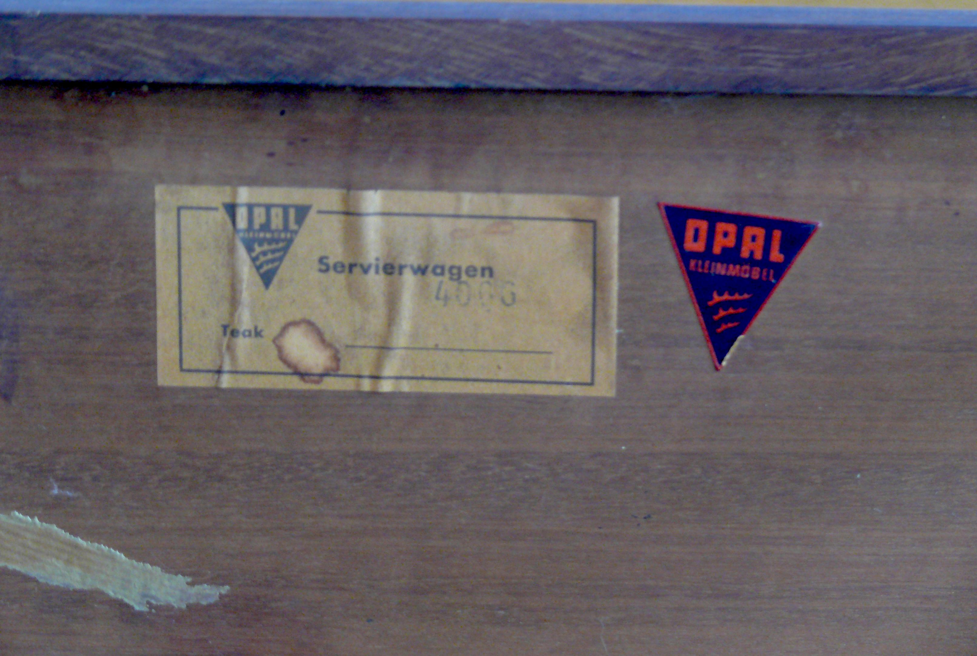 Servierwagen, Beistelltisch, Dänisches Design, Opal - Deutschland, 1950er Jahre im Angebot 6