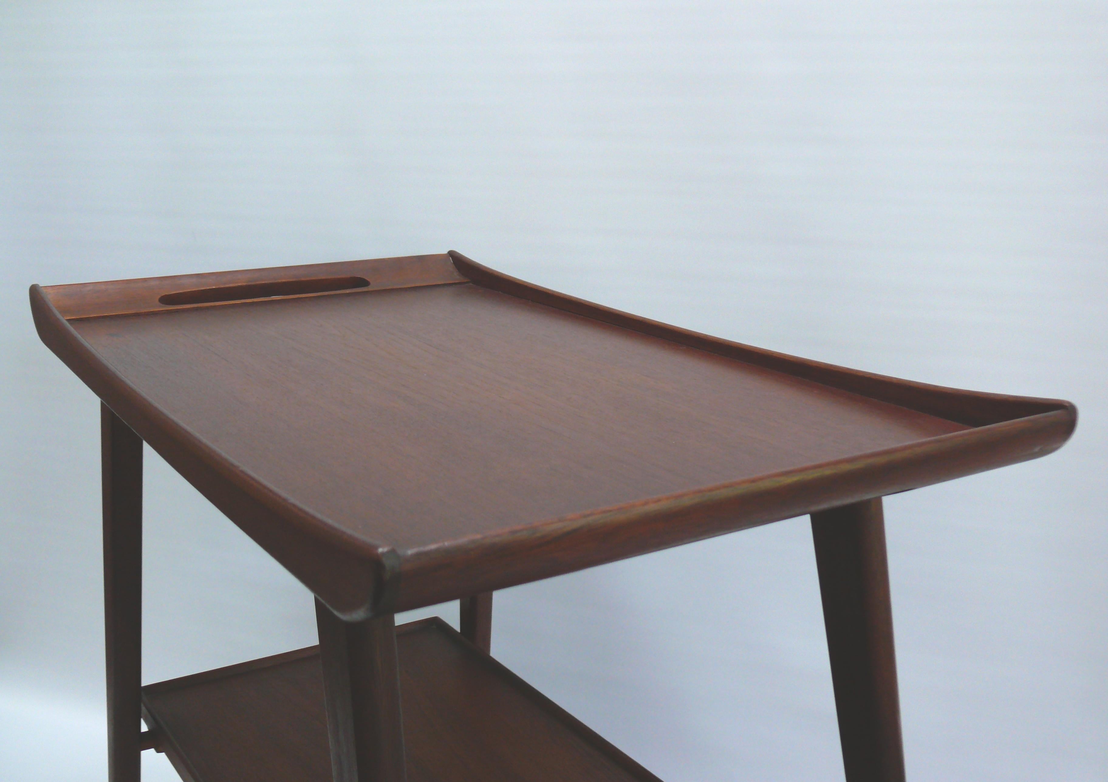 Servierwagen, Beistelltisch, Dänisches Design, Opal - Deutschland, 1950er Jahre im Angebot 3