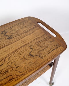 Serving Trolley With Wicker Shelf Made In Rosewood By Johannes Andersen