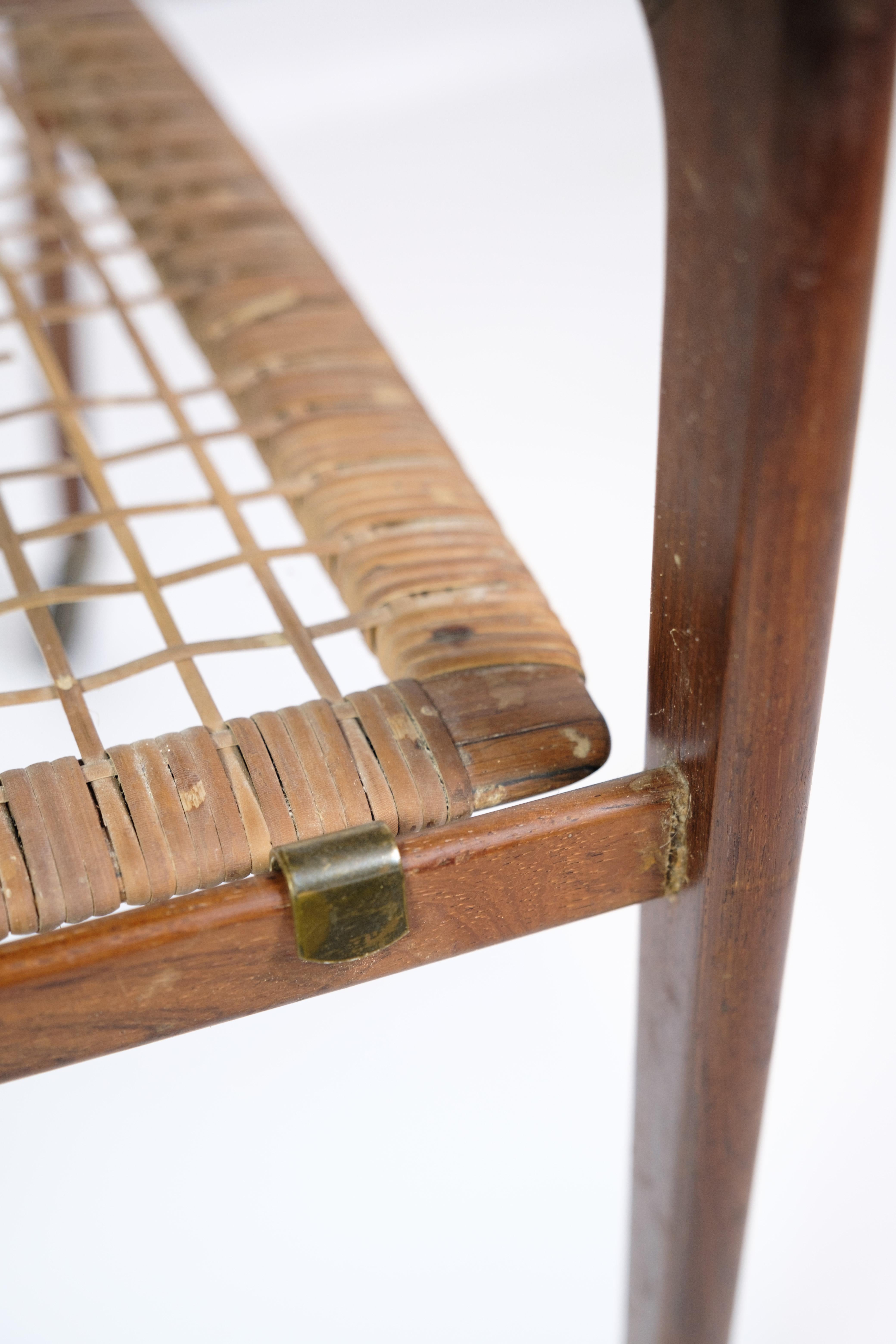 Serving Trolley With Wicker Shelf Made In Rosewood By Johannes Andersen For Sale 2
