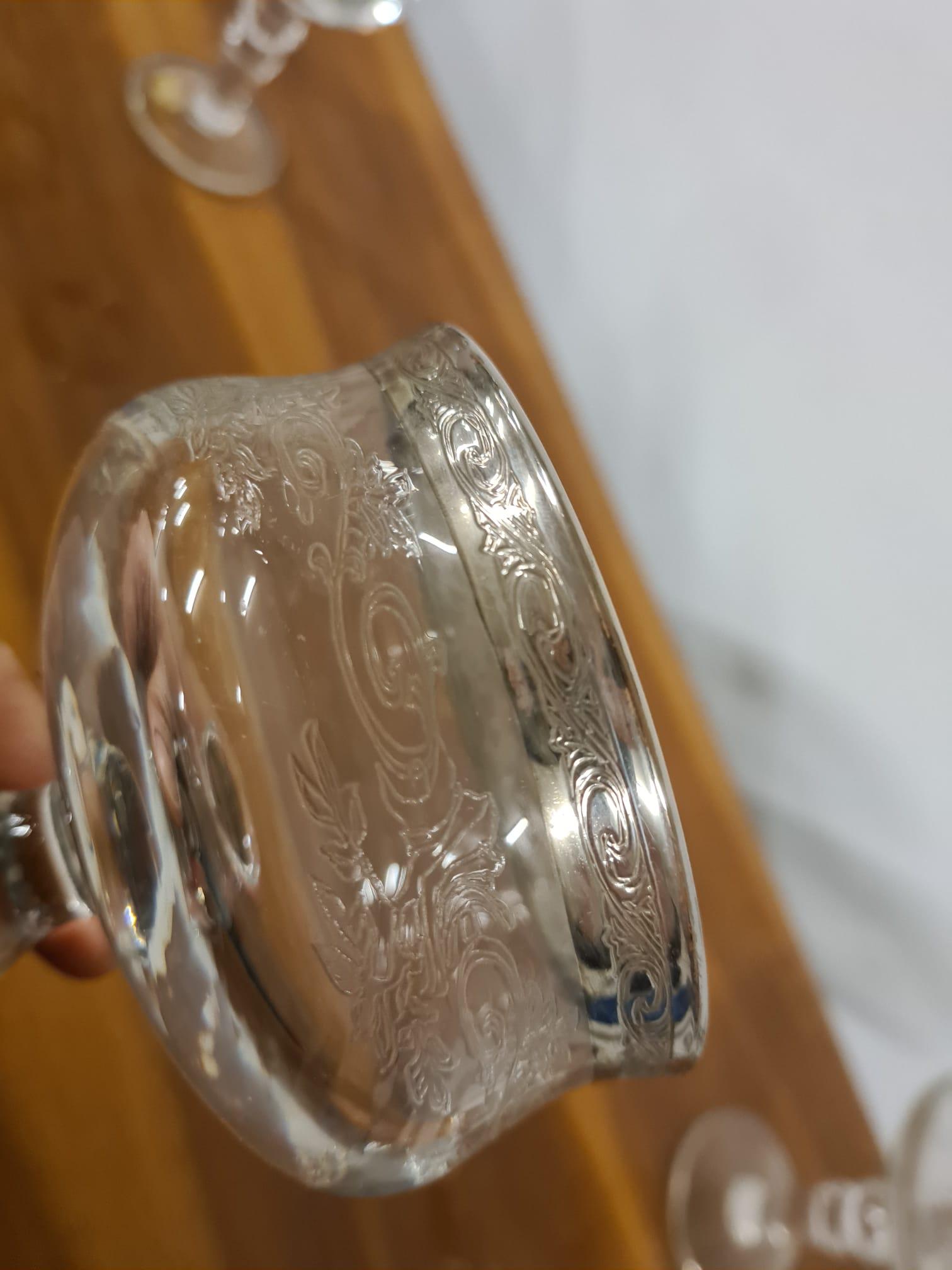 Platine Service de verres à médailles pour 6 personnes en cristal et platine pcs 24 en vente