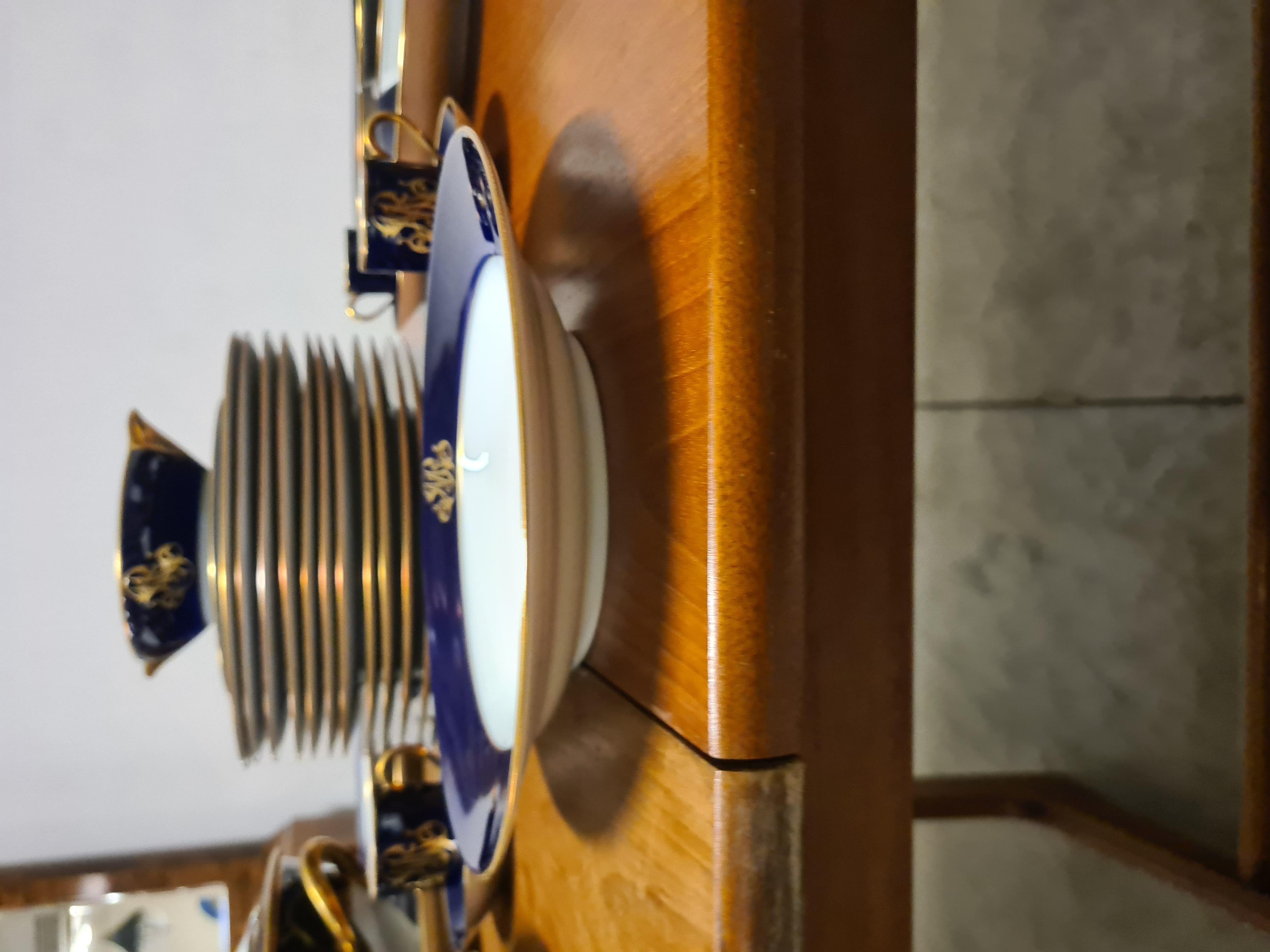 12-person service Cobalt blue by Rocal Limoges, 68 pieces For Sale 8