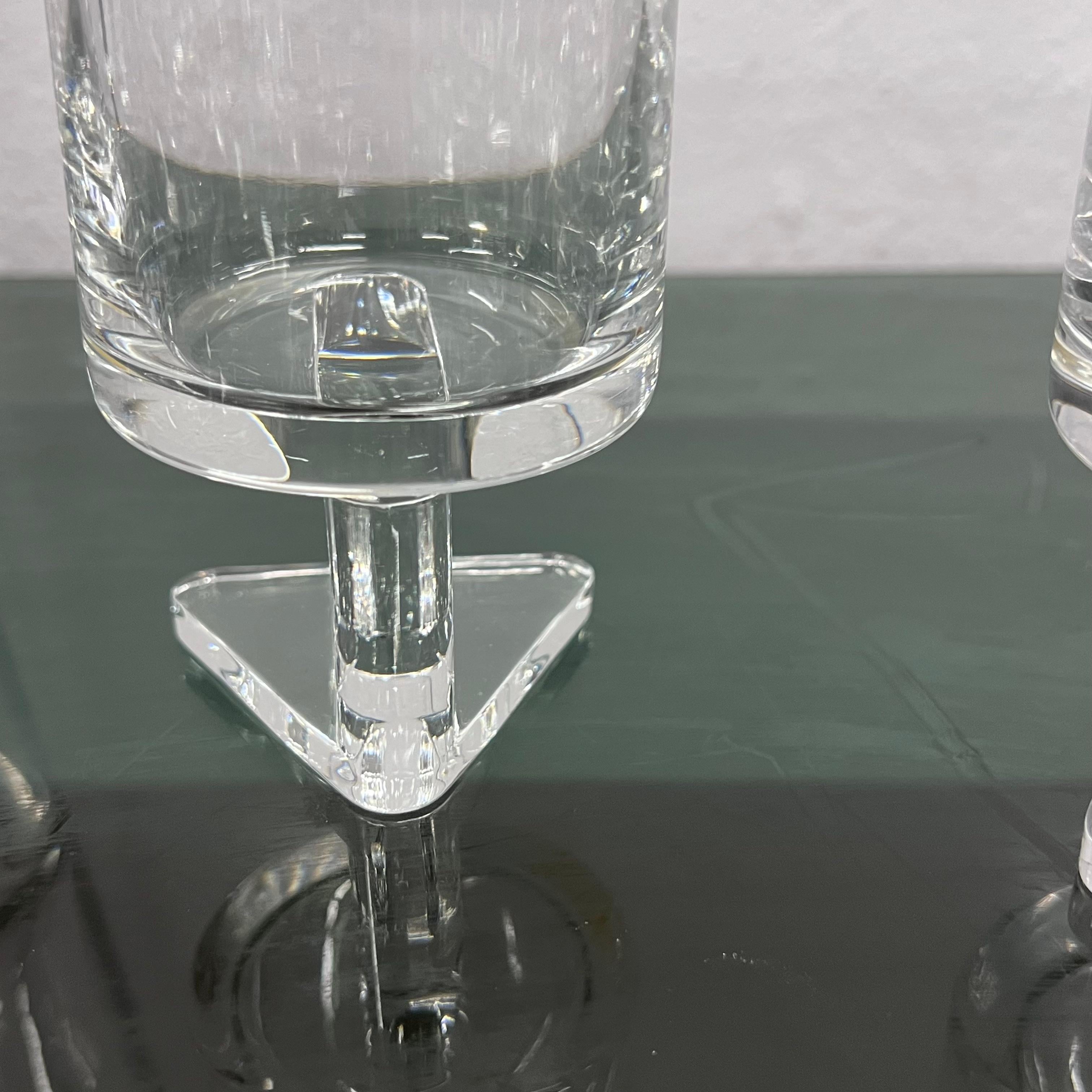 Crystal Set of 6 Glasses - 18 pcs tot - by Giotto Stoppino for Vursa - Italy '70s For Sale