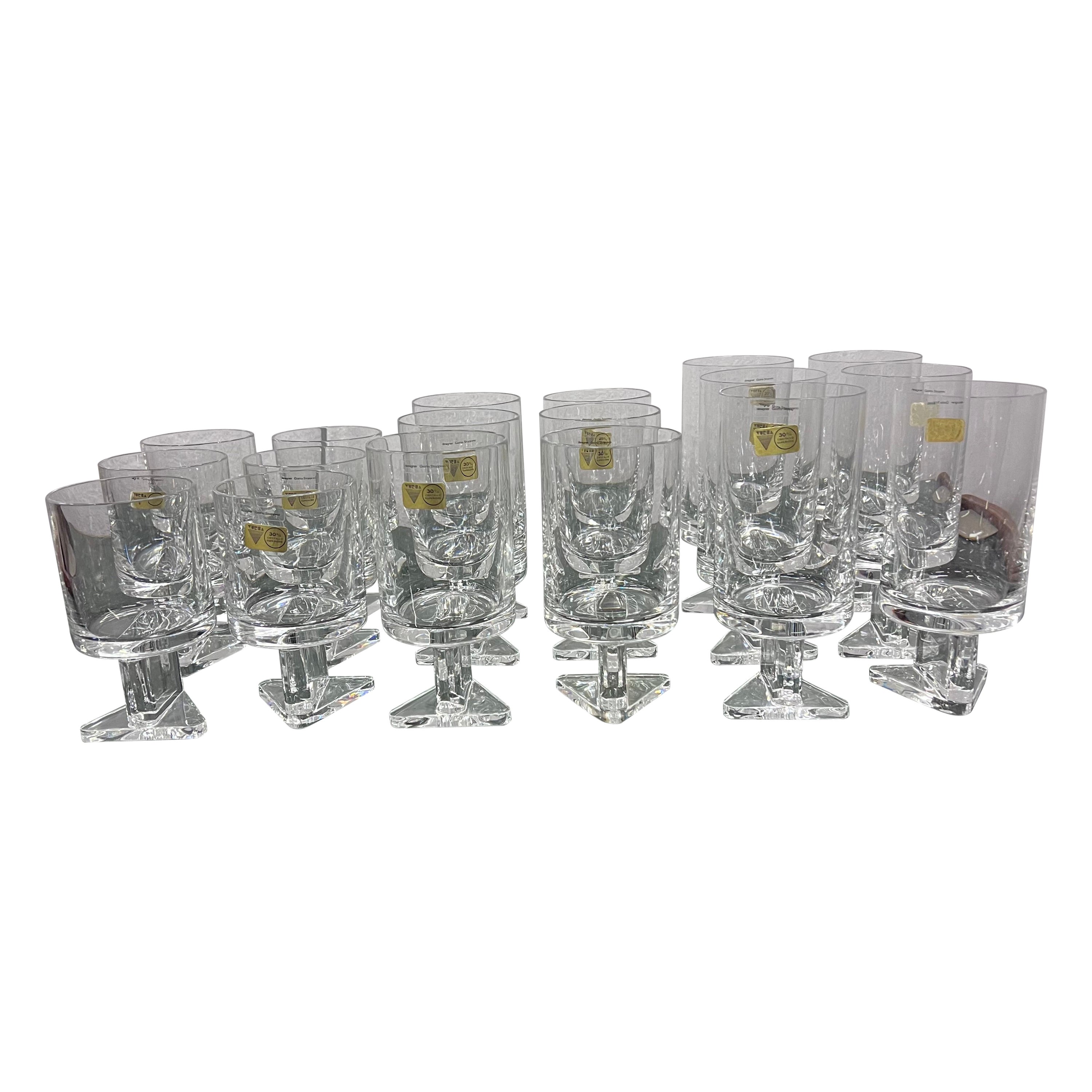 Ensemble de 6 verres - 18 pièces au total - par Giotto Stoppino pour Vursa - Italie '70s en vente