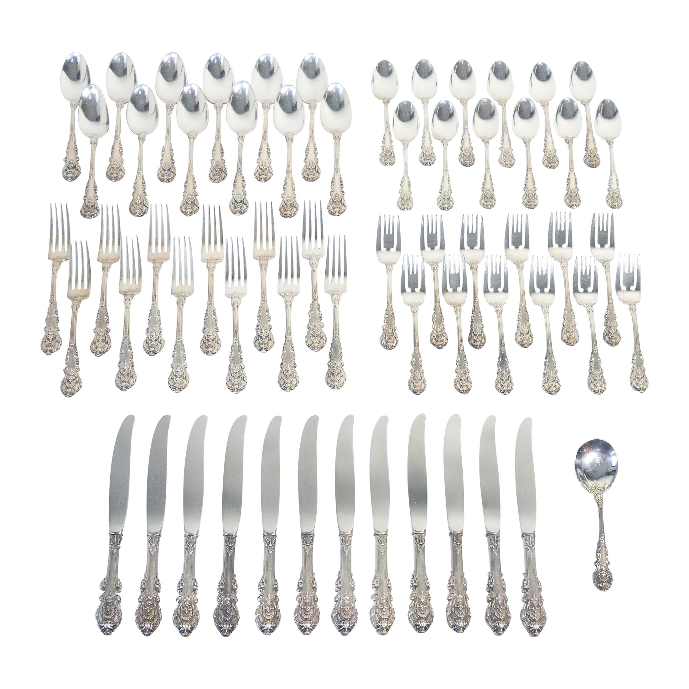 WALLACE Sterling silver Service de table Grande Baroque en argent 925. 61 pièces. en vente