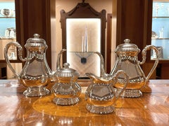 Servicio de té y café en plata de ley 800, 4 piezas