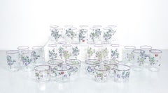 Set of 34 glasses in 4 sizes by Carlo MORETTI, all hand-painted
