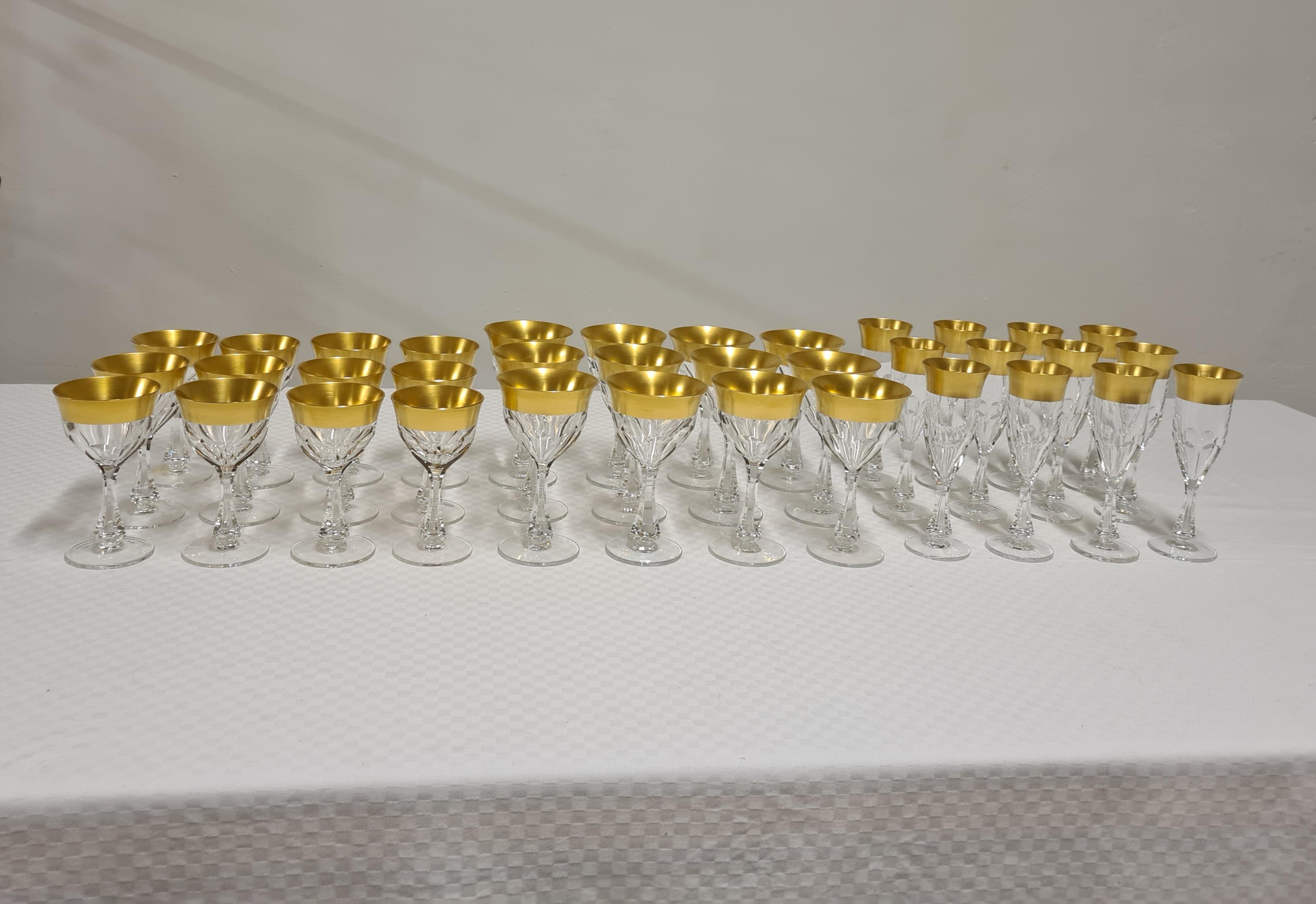 German Barth mann crystal and pure gold glass service, set of 36 For Sale