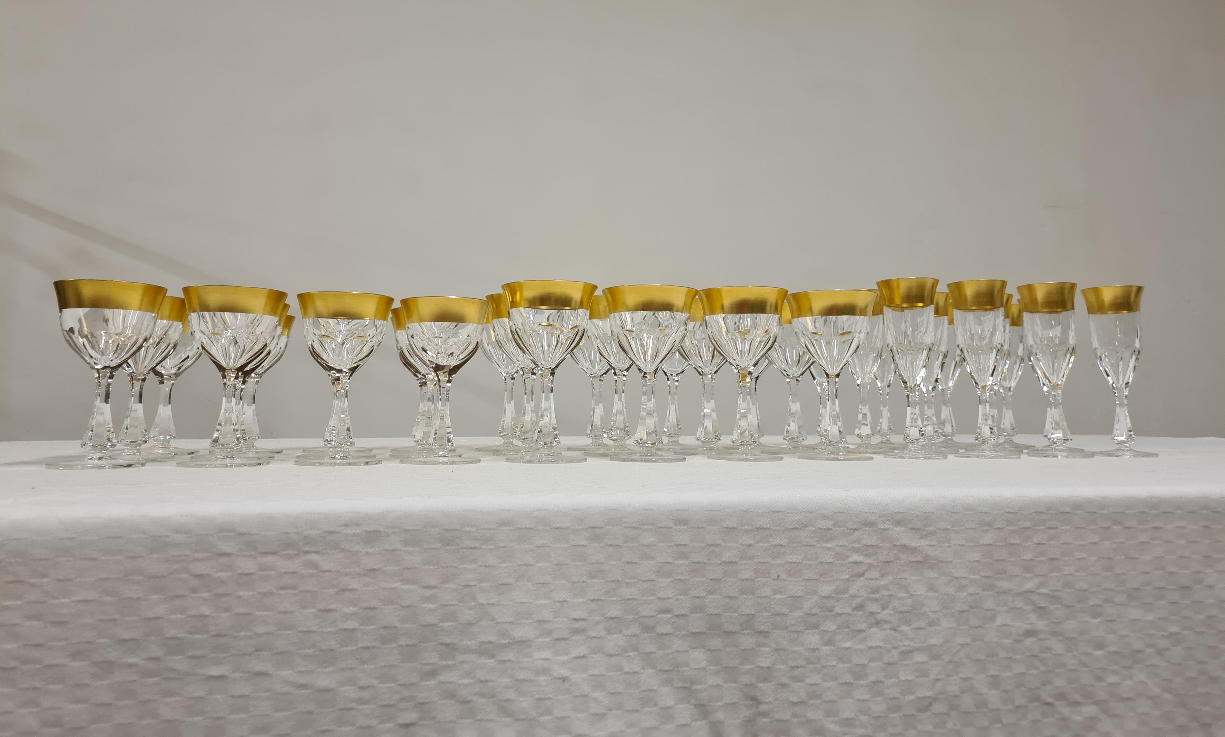 Barth mann crystal and pure gold glass service, set of 36 In Excellent Condition For Sale In Torino, IT