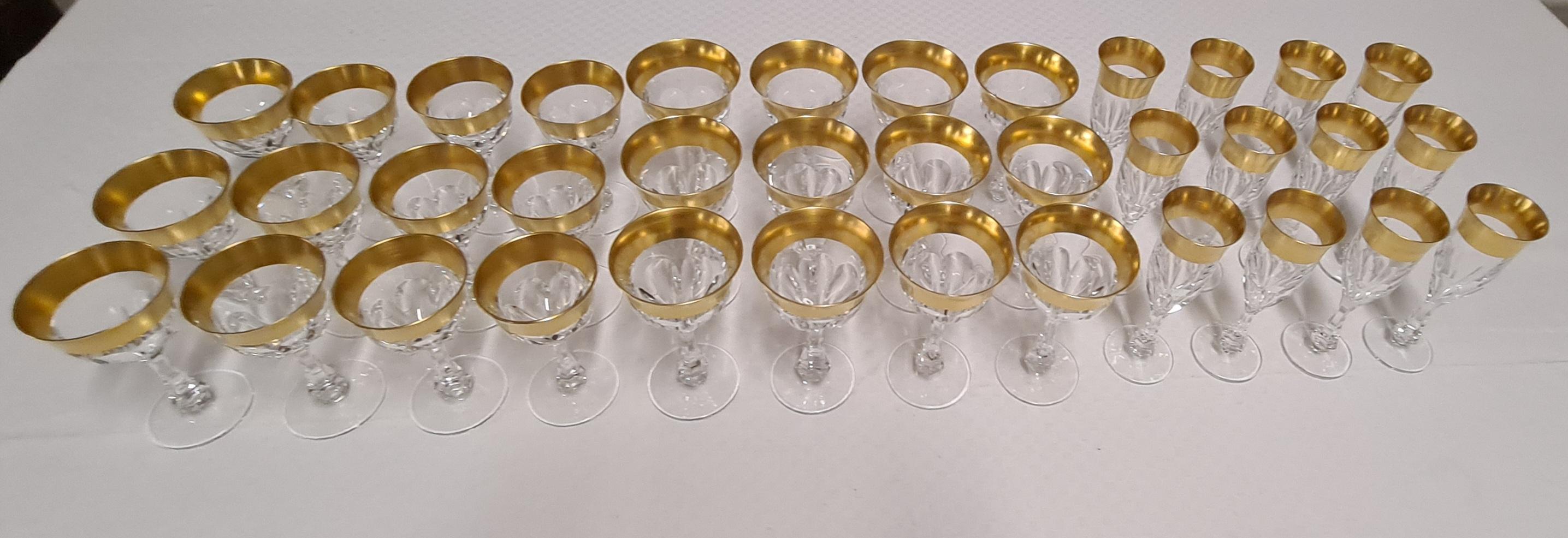 Mid-20th Century Barth mann crystal and pure gold glass service, set of 36 For Sale