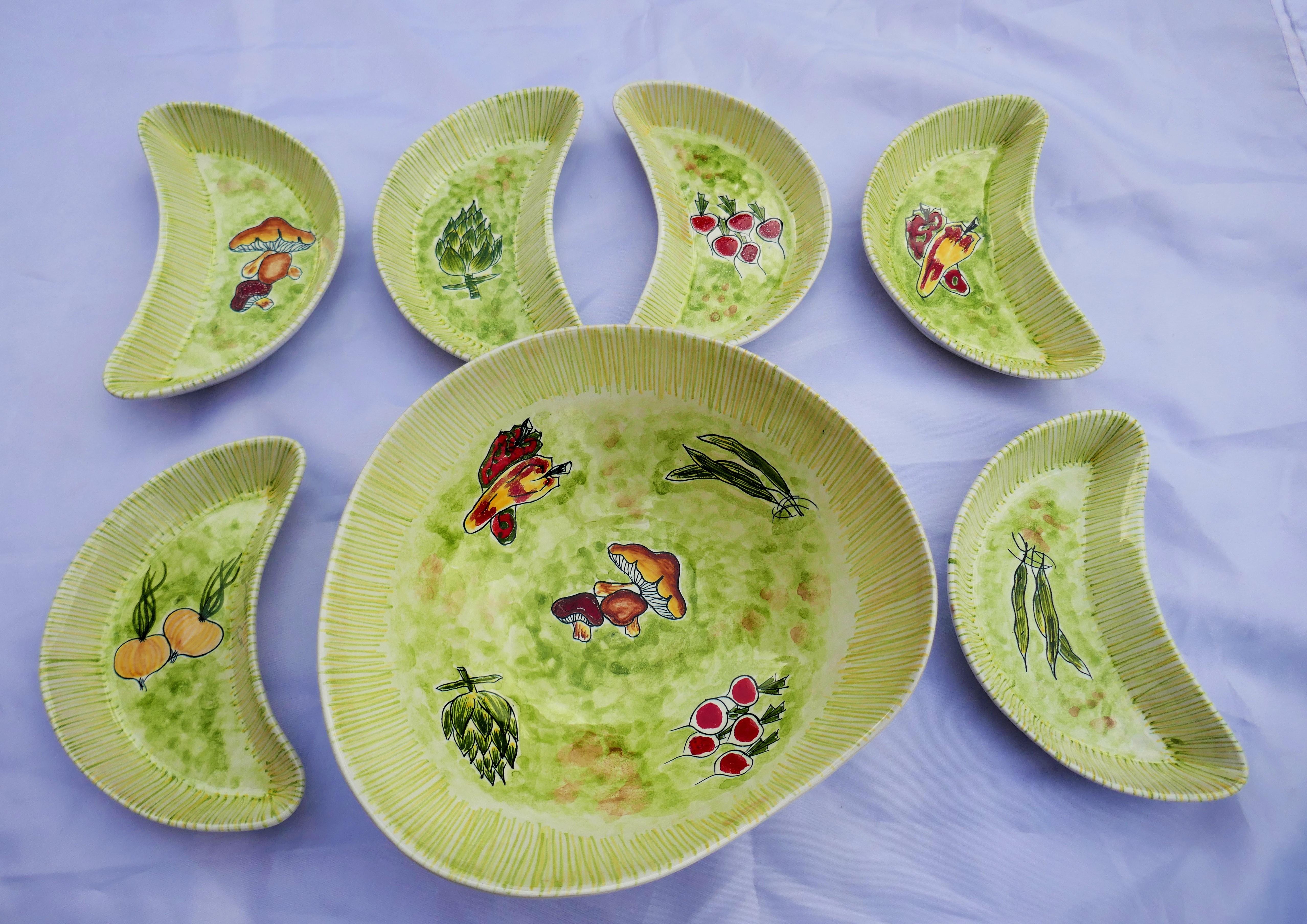 Italian Service of seven ceramics by Rometti For Sale