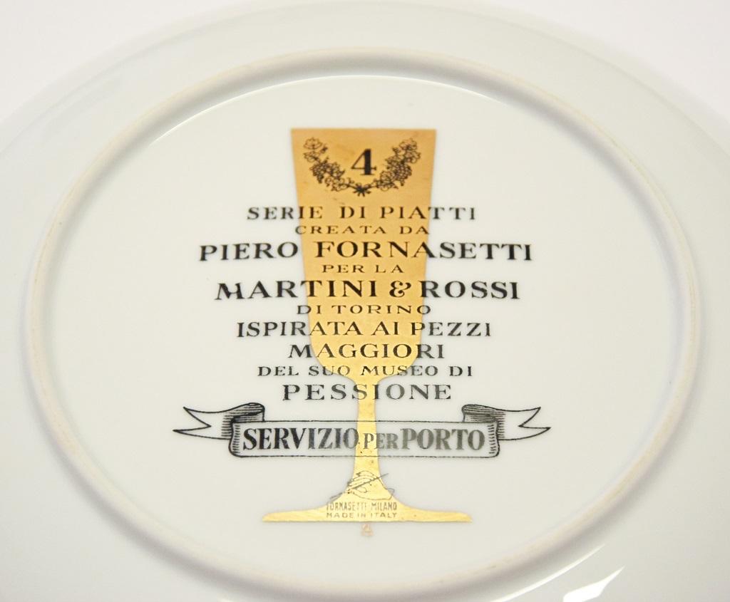 Italian Servizio Per Porto Plate for Martini & Rossi, by P. Fornasetti, 1960s For Sale
