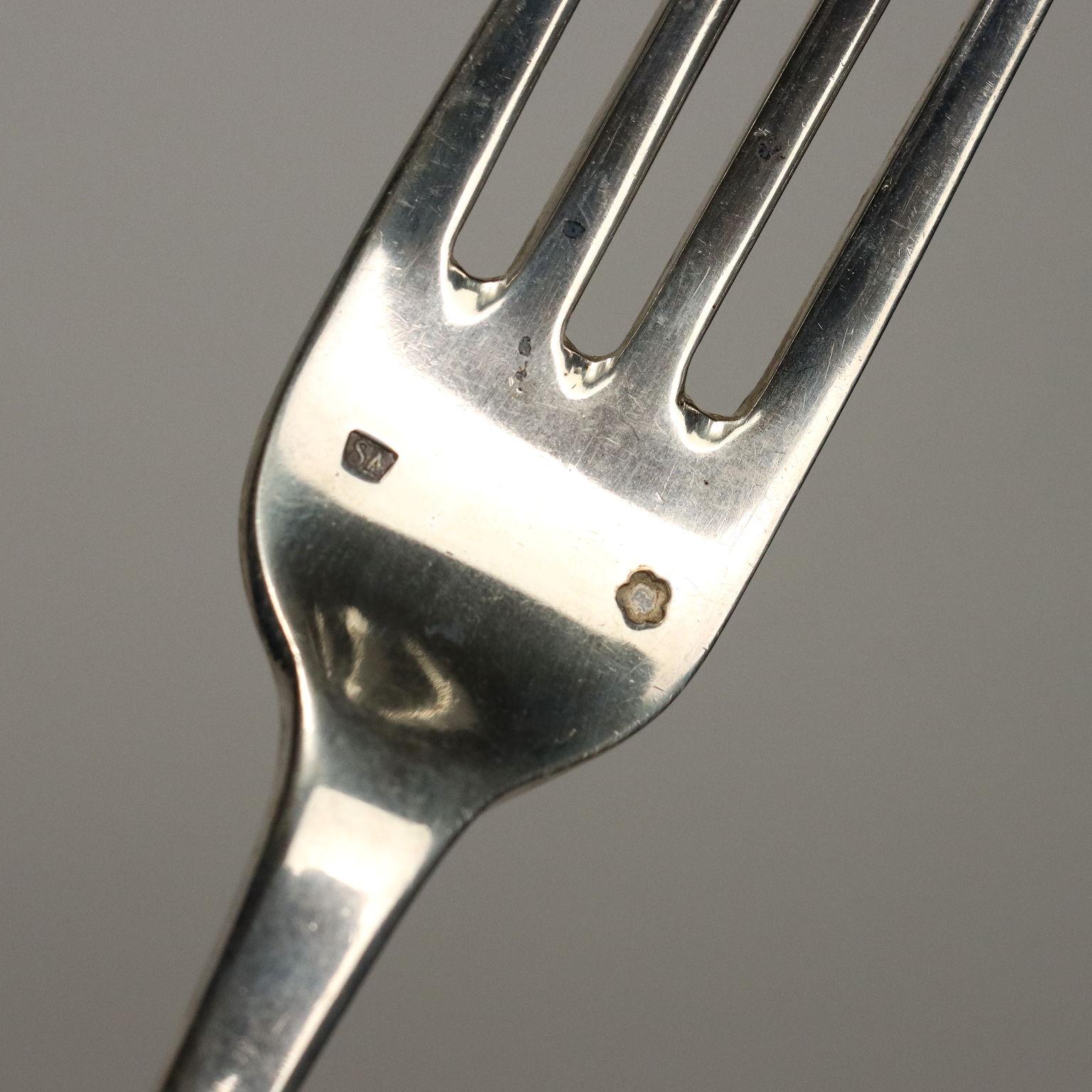 Silver Flatware Service with Cabinet Hungary Late 1800s For Sale 5