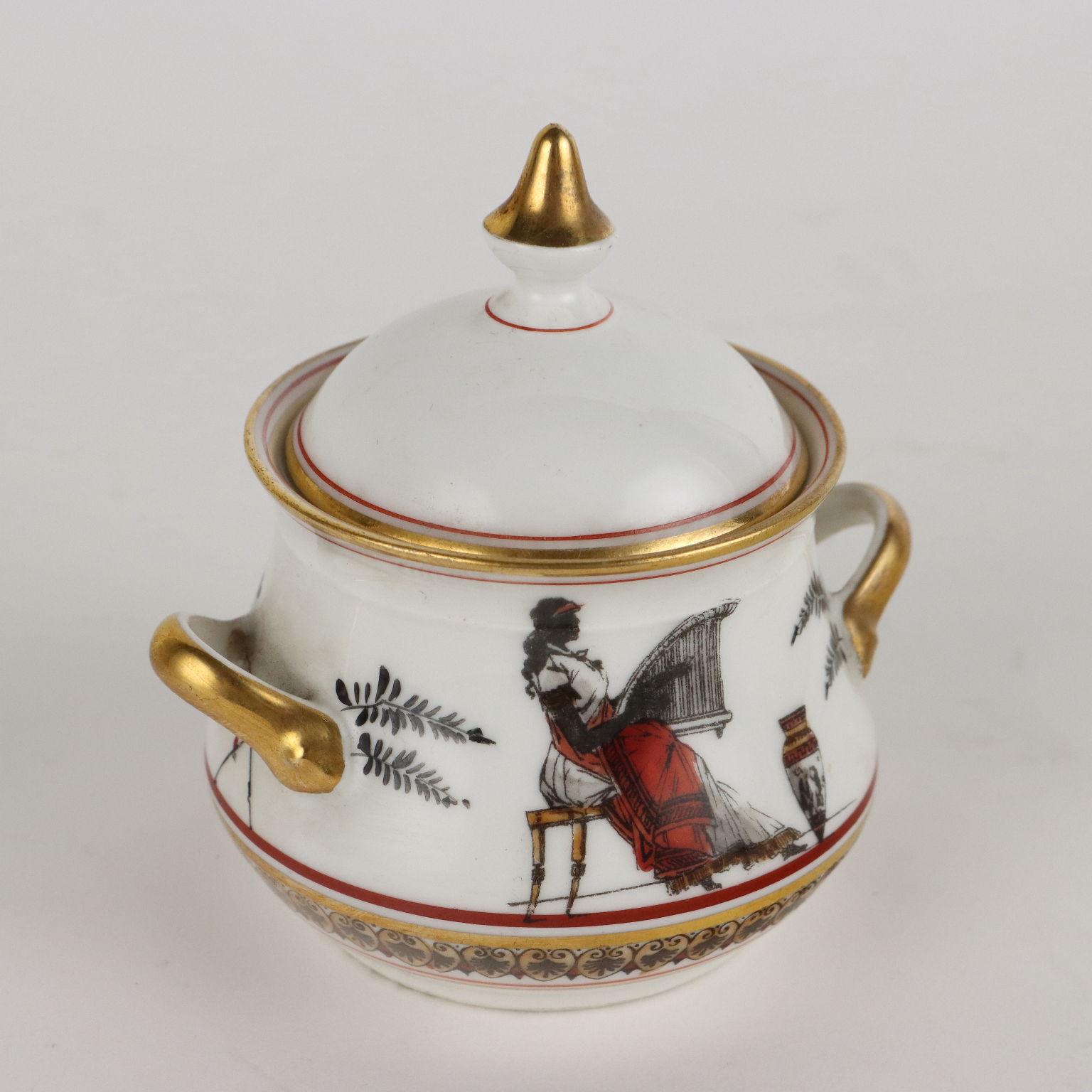 Tete a Tete service in Porcelain by Ginori - Italy ca. 1880. In Good Condition For Sale In Milano, IT