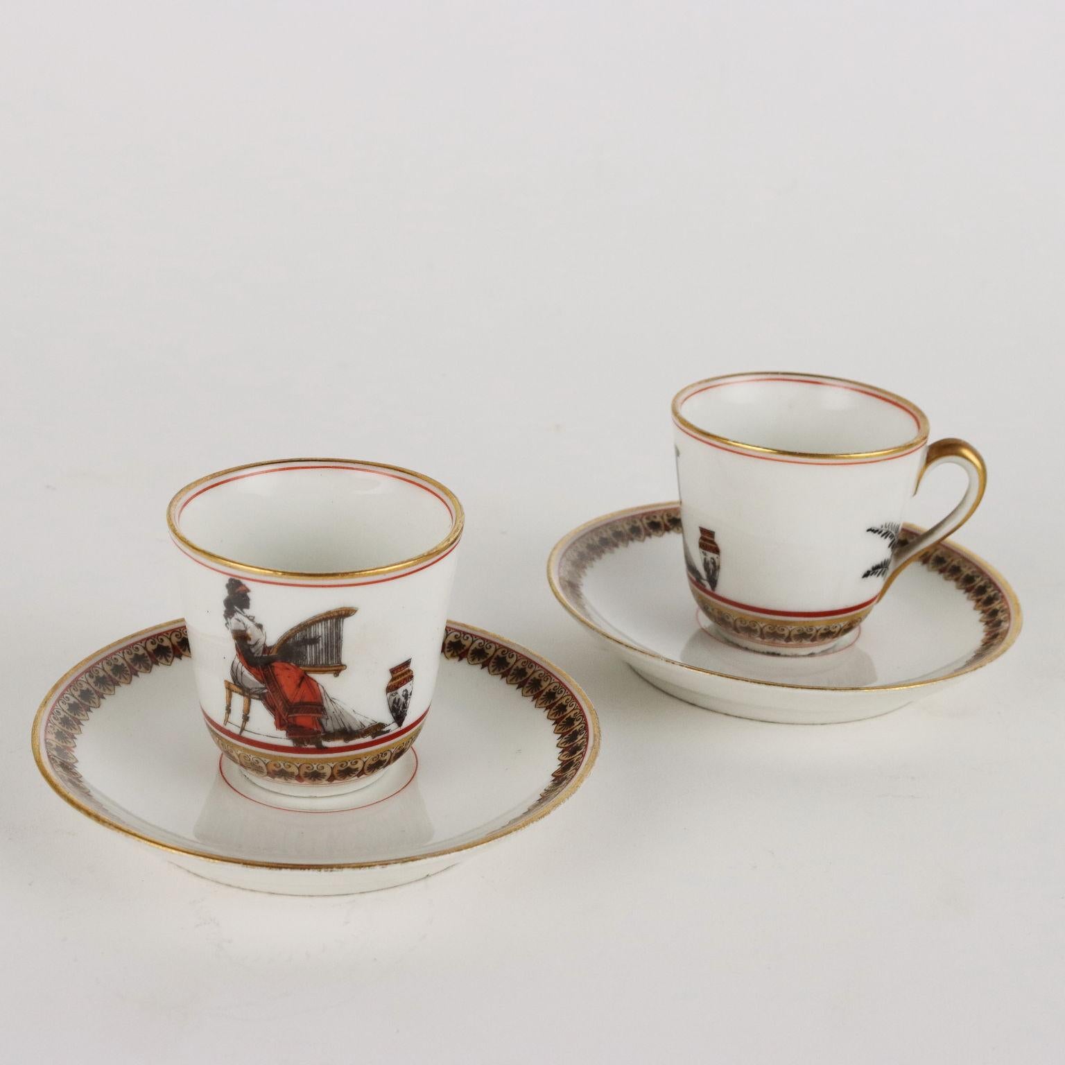 Late 19th Century Tete a Tete service in Porcelain by Ginori - Italy ca. 1880. For Sale