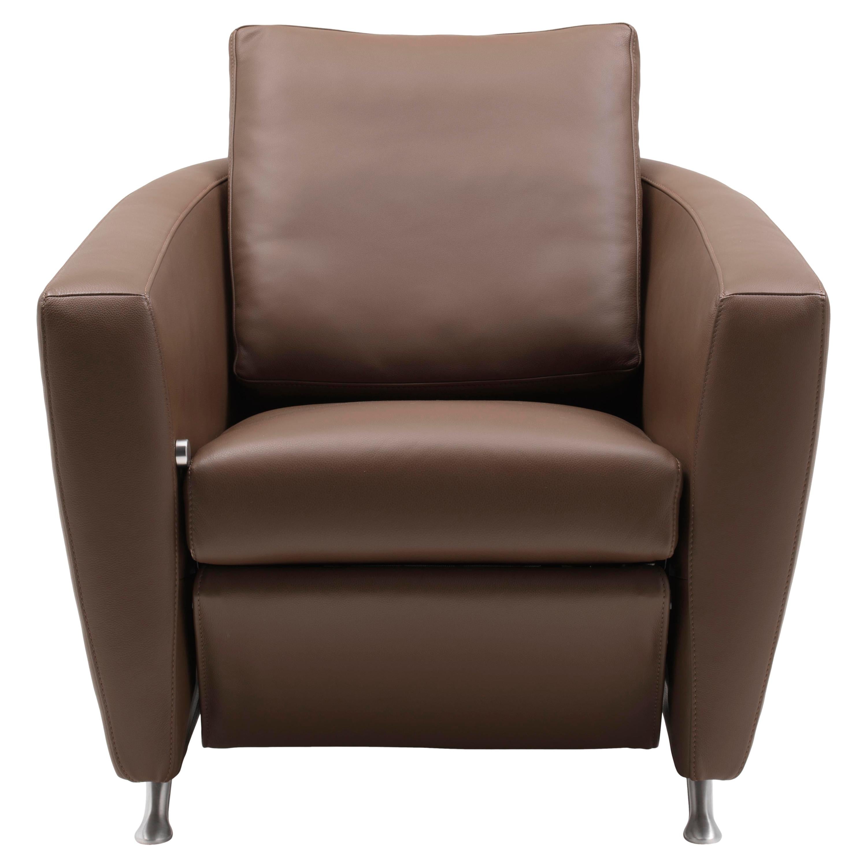 Sesam Adjustable Reclining Leather Armchair by FSM