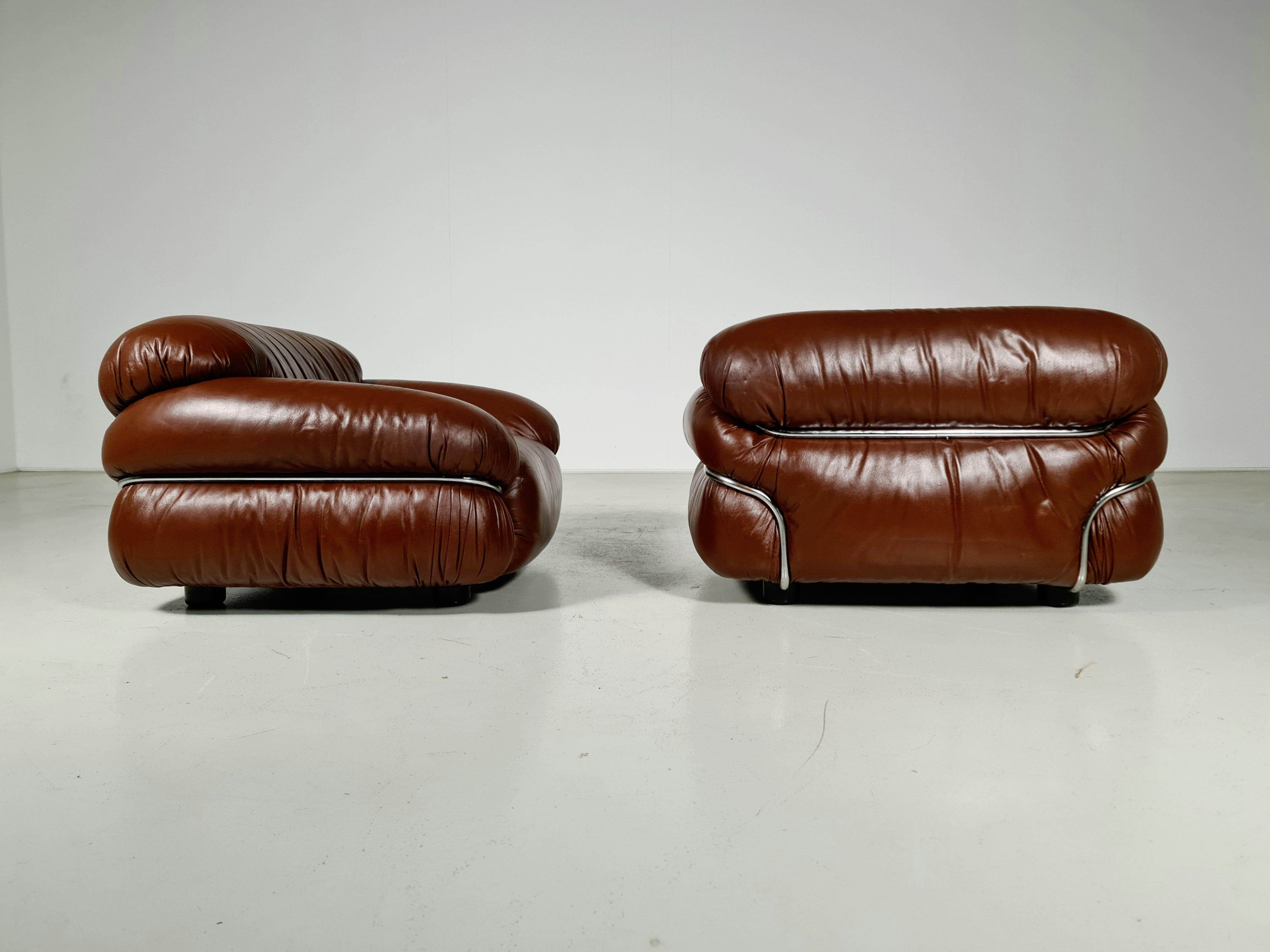 Mid-Century Modern Sesann Chairs by Gianfranco Frattini for Cassina, 1970s
