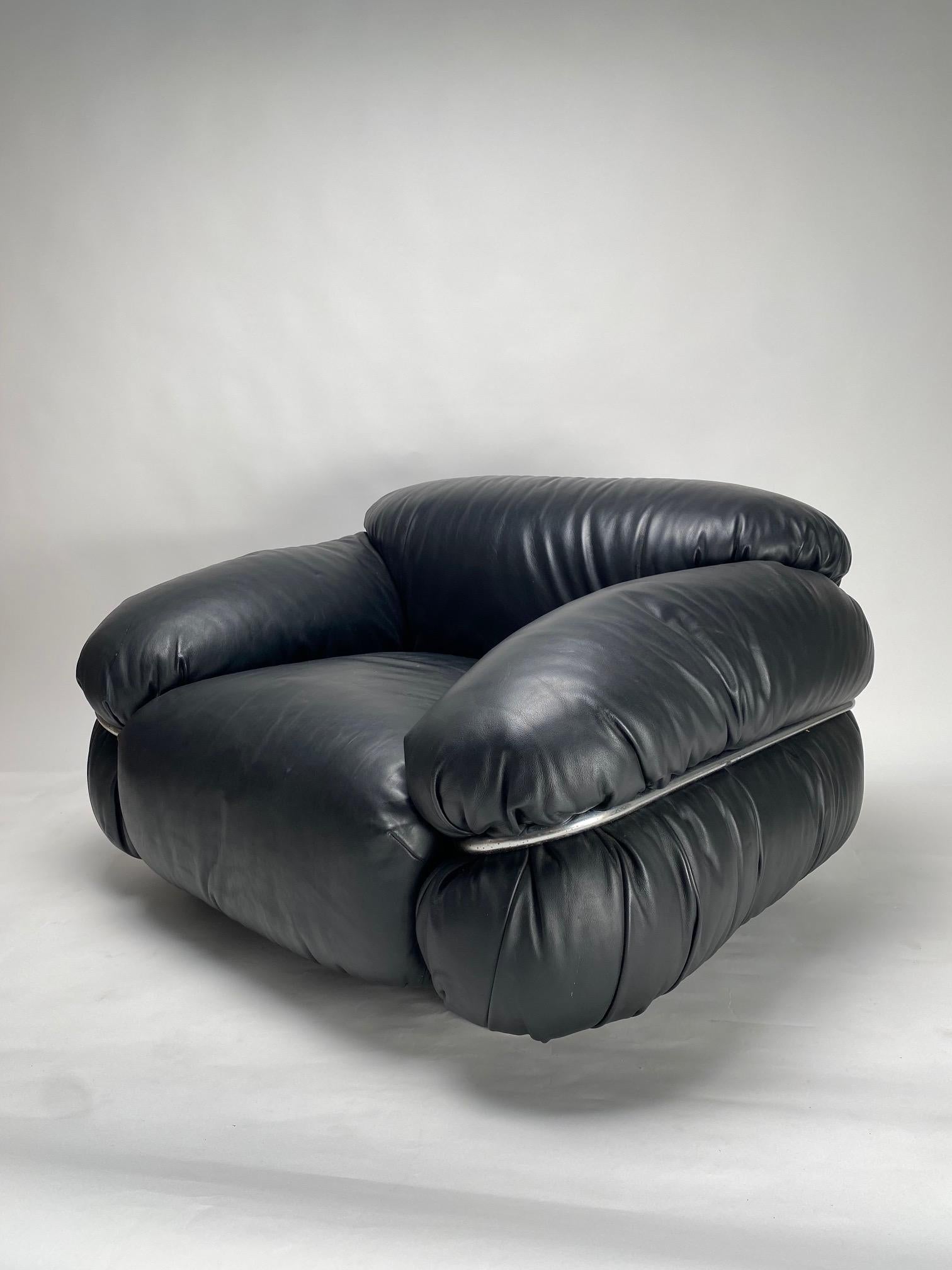 Black leather armchair 
