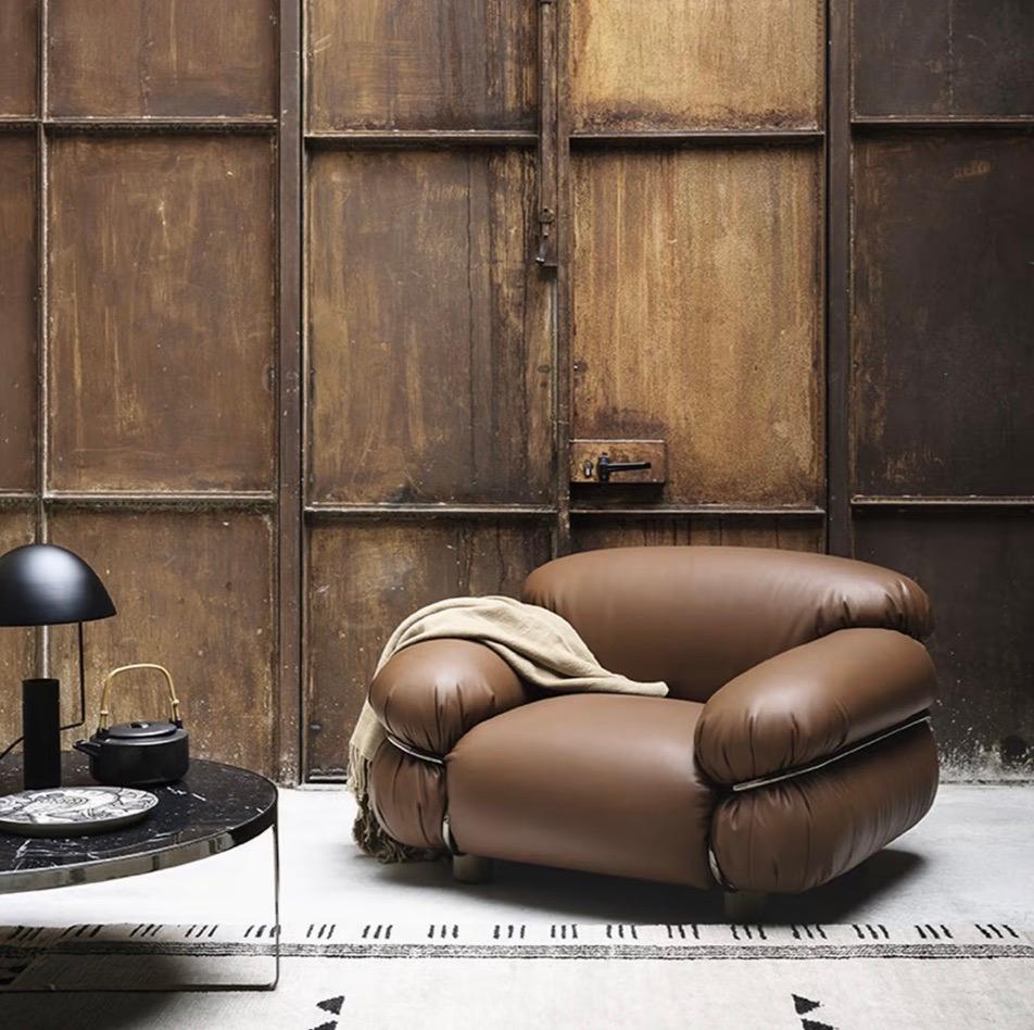 Sesann-Loungesessel aus Leder von Gianfranco Frattini im Zustand „Hervorragend“ im Angebot in Boston, MA
