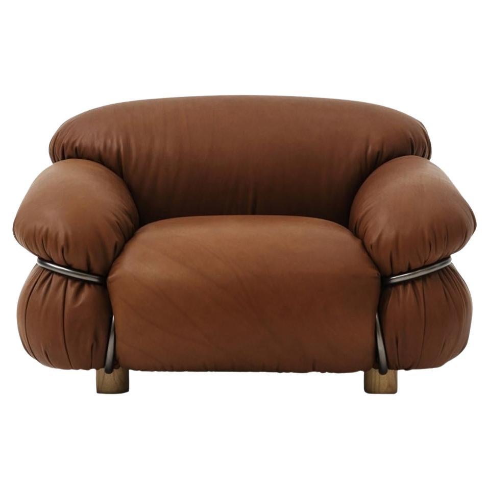 Fauteuil de salon en cuir Sesann de Gianfranco Frattini en vente