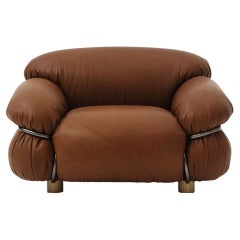 Sesann Leather Lounge Chair by Gianfranco Frattini
