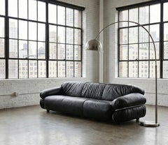 Sesann Leather Sofa by Gianfranco Frattini, Cassina (First Edition), 1972