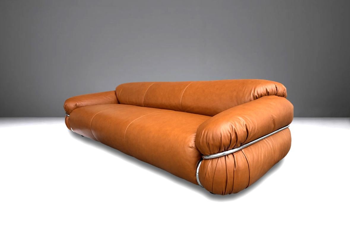 Sesann-Leder-Sofa von Gianfranco Frattini, Cassina (Erstausgabe), 1972 (Italienisch) im Angebot