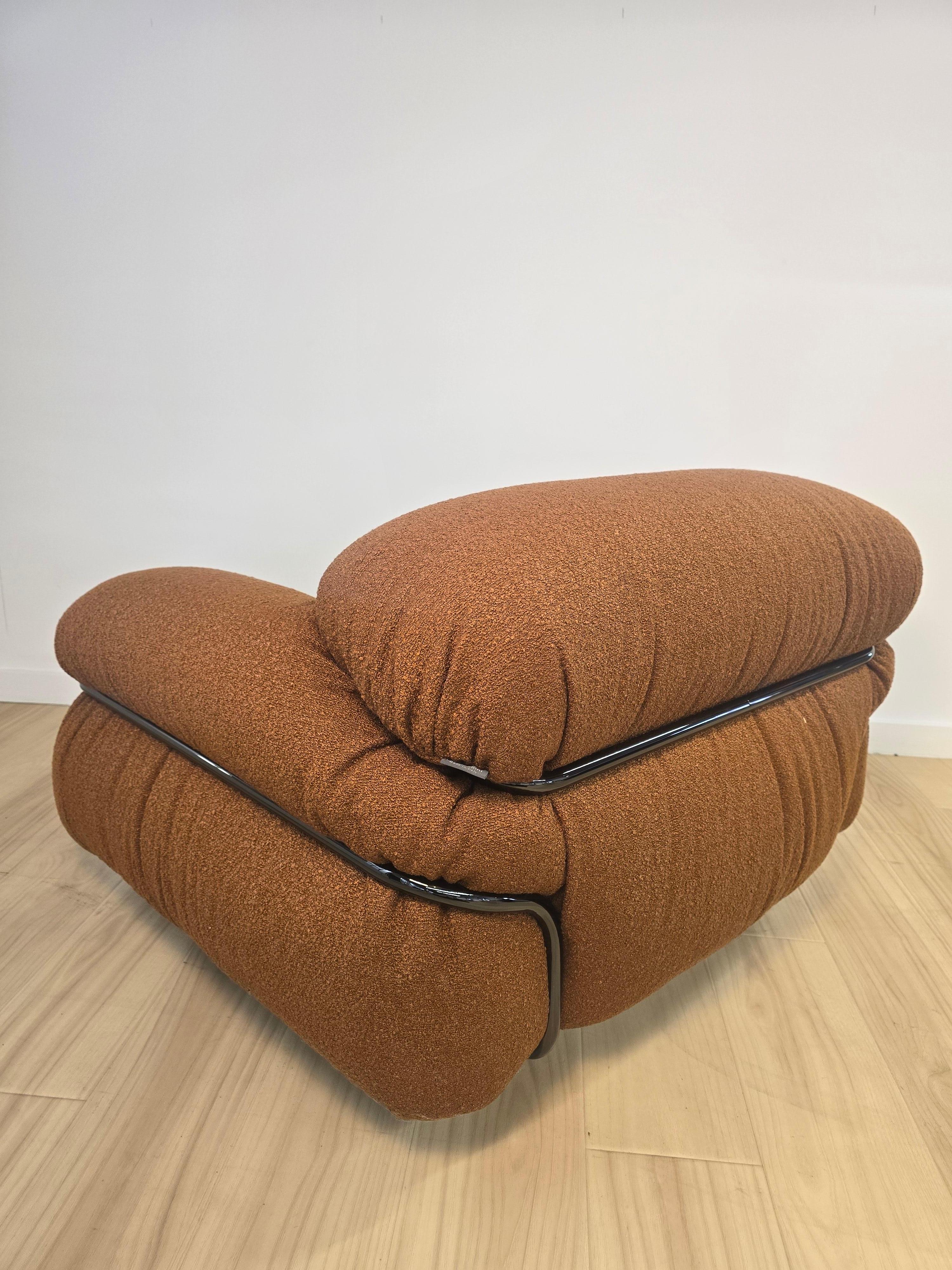 Bouclé Sesann Lounge Chair by Tacchini designed by Gianfranco Frattini For Sale
