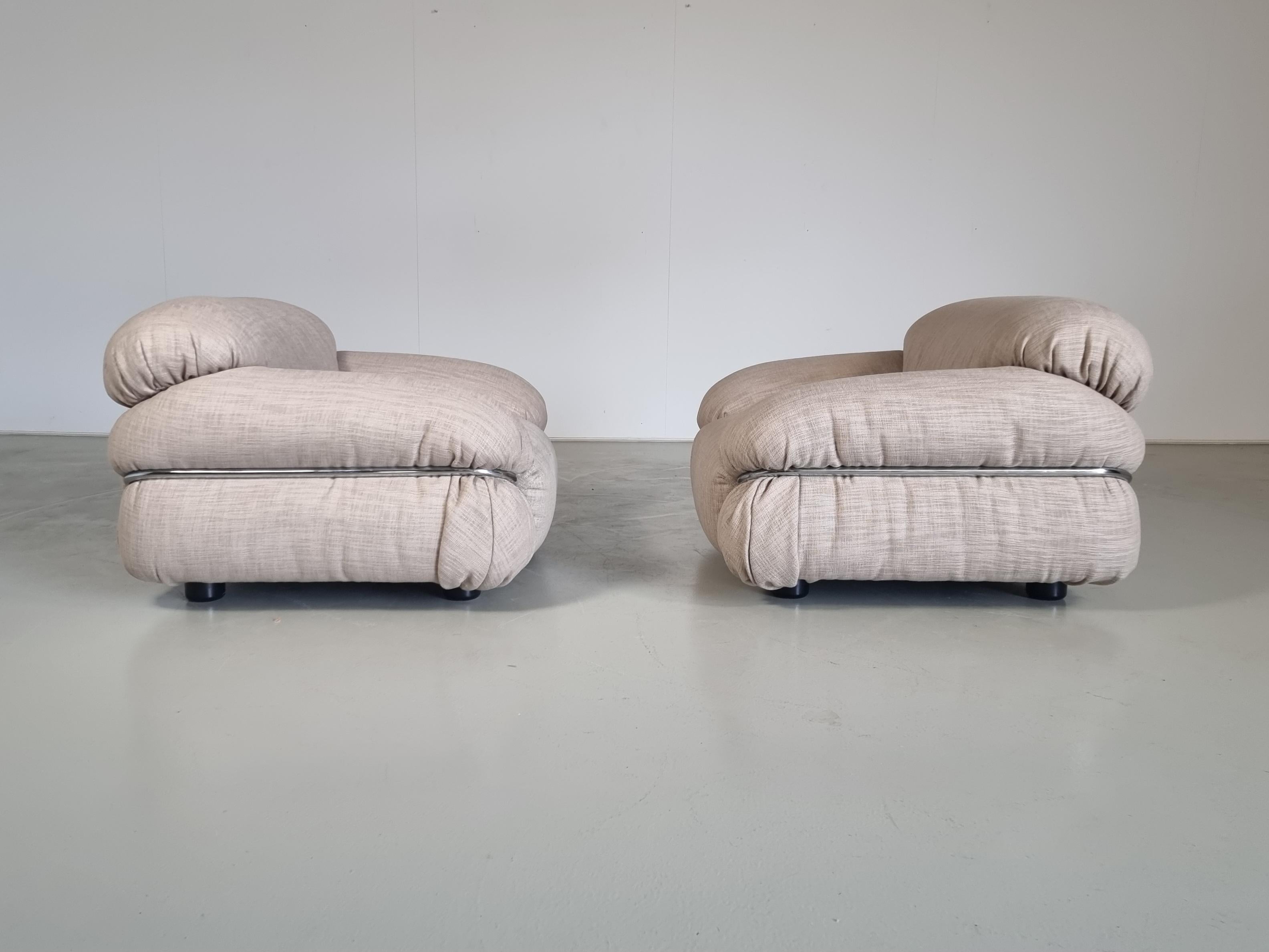 Sesann Lounge Chairs by Gianfranco Frattini for Cassina, 1970s In Good Condition In amstelveen, NL