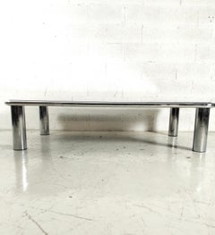 Sesann mirrored and steel chromed coffee table by G.Franco Frattini for Cassina